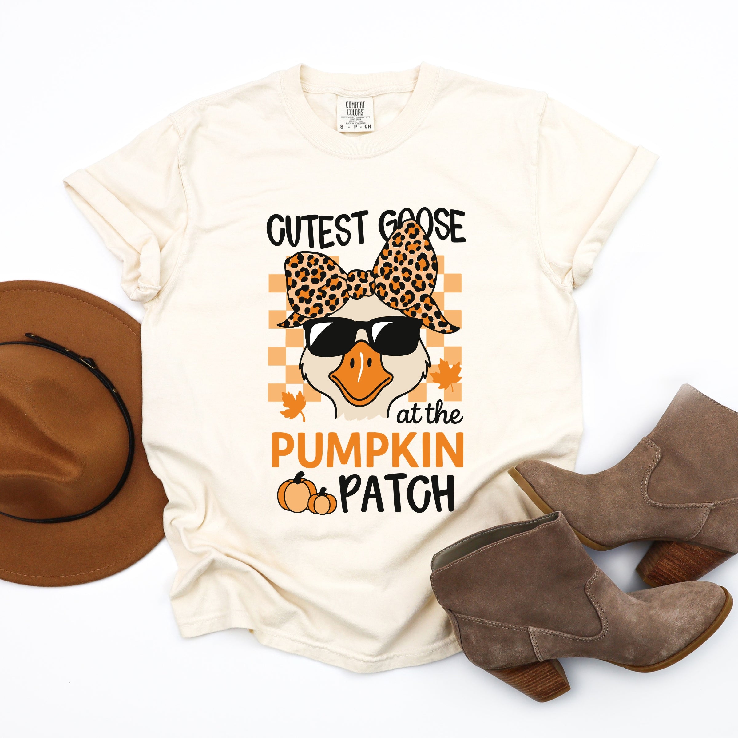 Cutest Goose At The Pumpkin Patch - Womens Garment Dyed Tee
