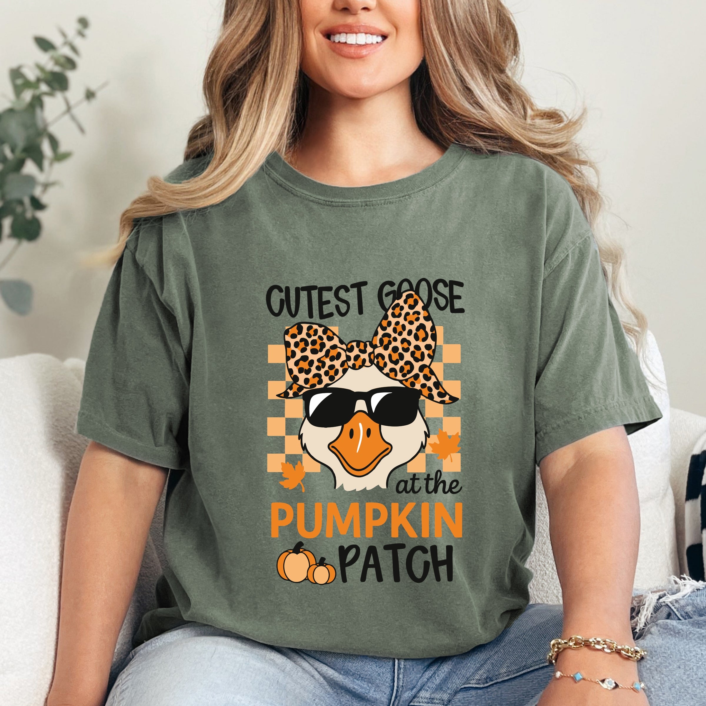 Cutest Goose At The Pumpkin Patch - Womens Garment Dyed Tee