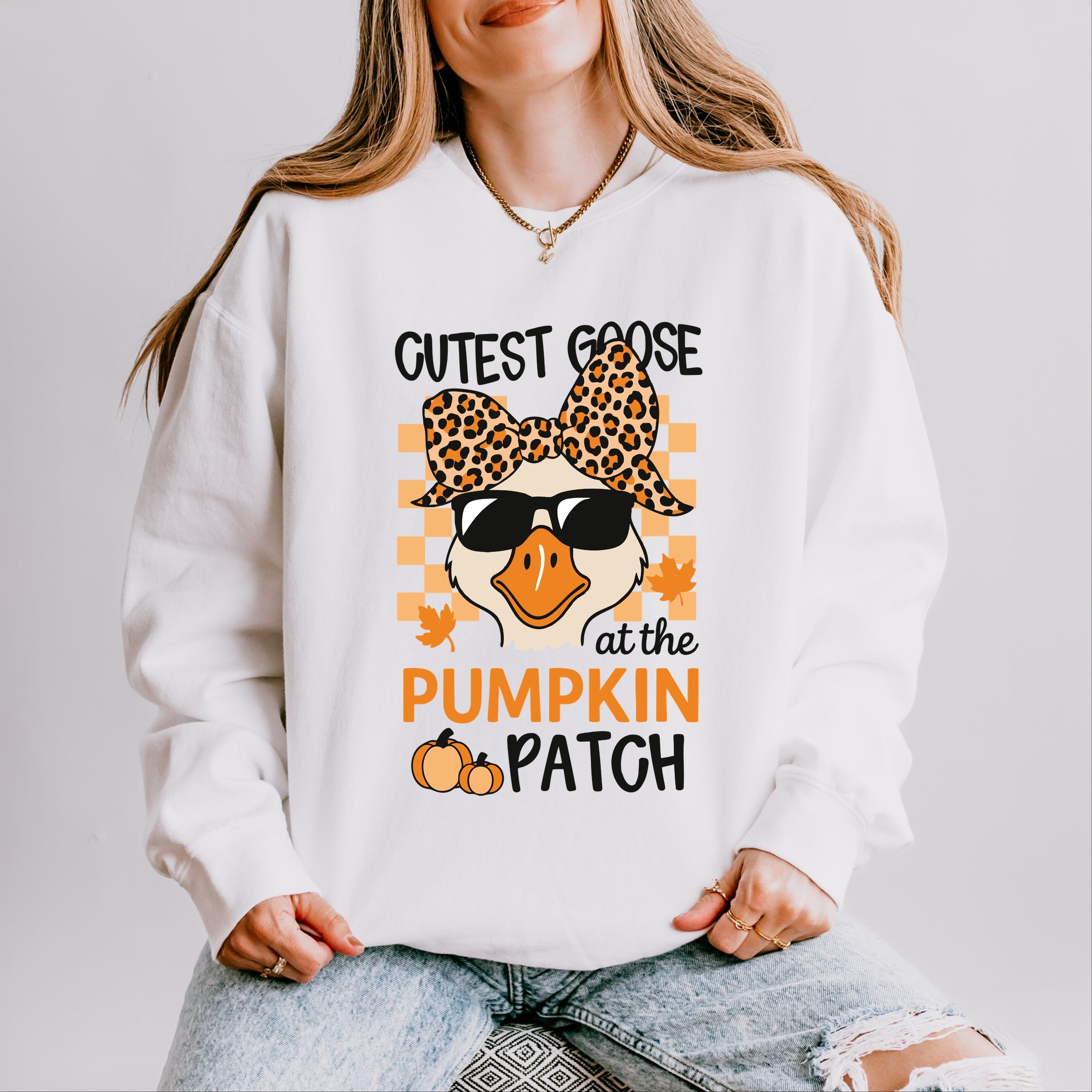 Cutest Goose At The Pumpkin Patch - Women's Lightweight Garment Dyed Sweatshirt