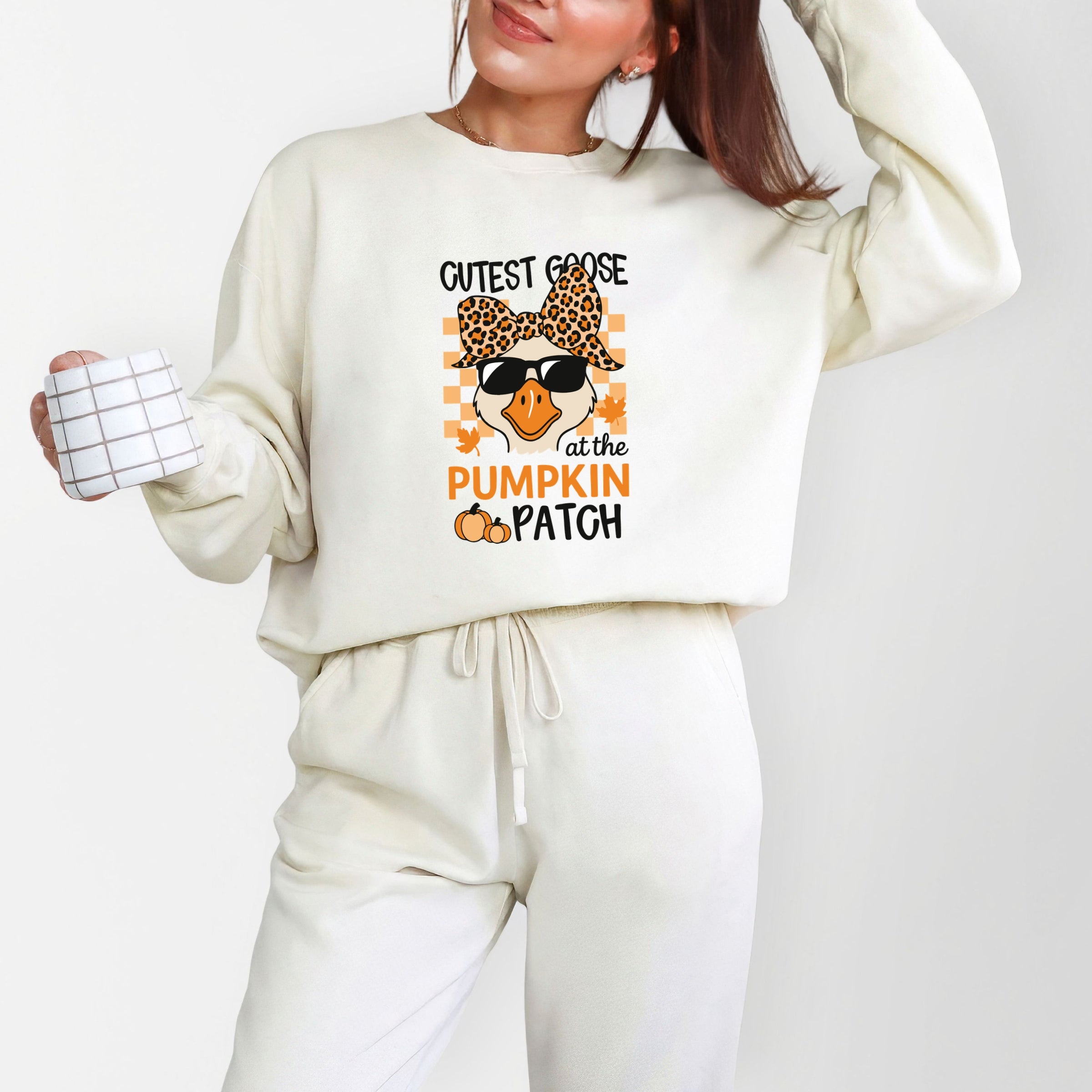 Cutest Goose At The Pumpkin Patch - Womens Lightweight Garment Dyed Sweatshirt