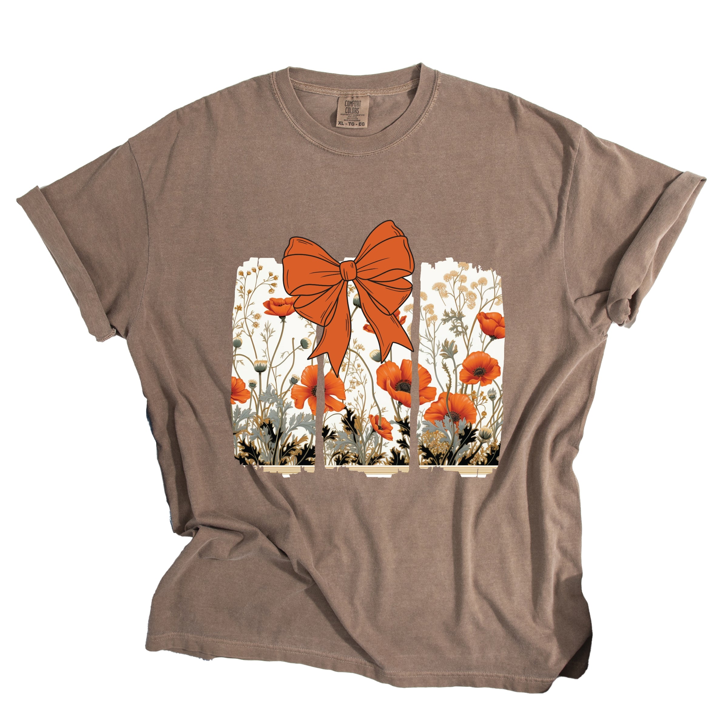 Coquette Fall Floral Orange - Womens Garment Dyed Tee