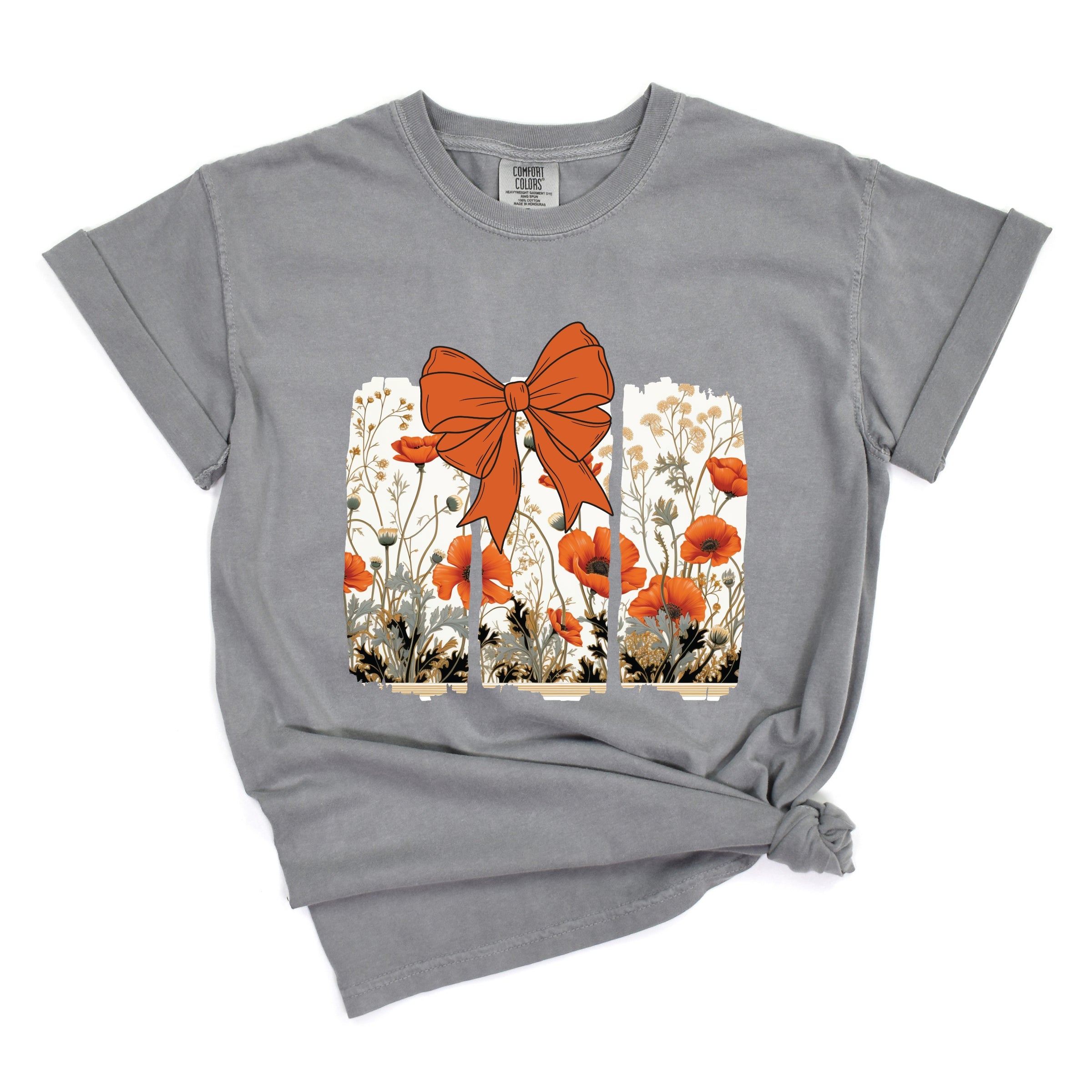 Coquette Fall Floral Orange - Womens Garment Dyed Tee