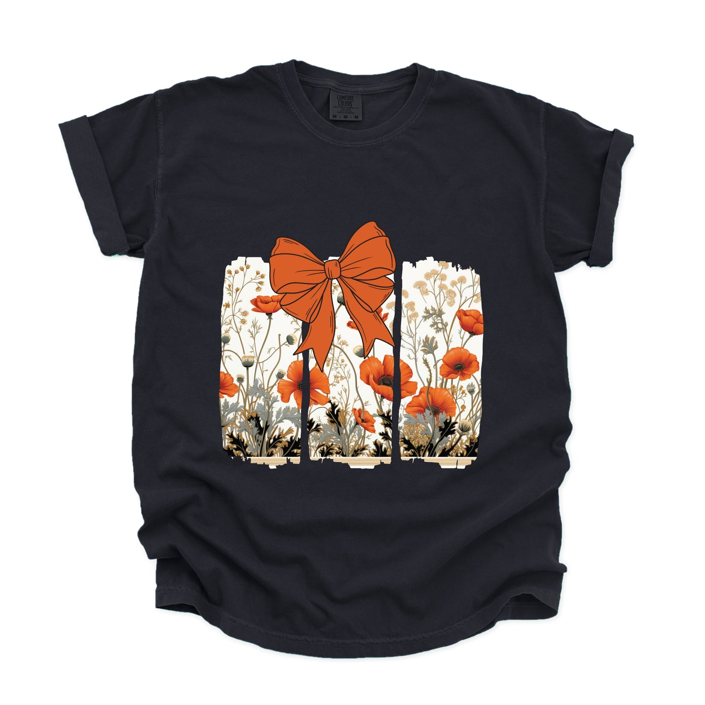Coquette Fall Floral Orange - Womens Garment Dyed Tee