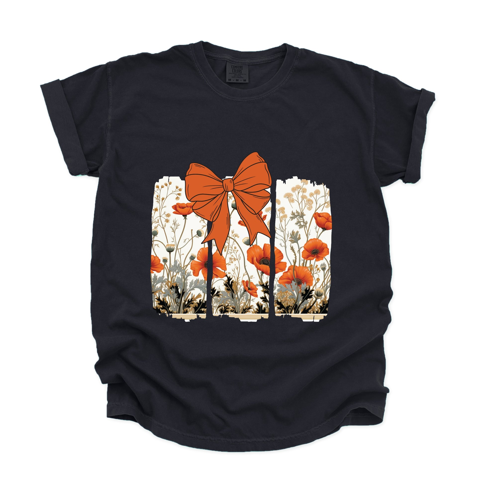 Coquette Fall Floral Orange - Womens Garment Dyed Tee
