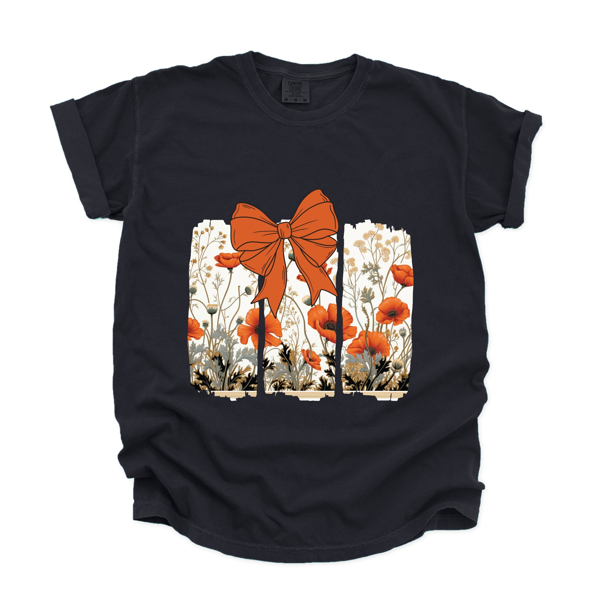 Coquette Fall Floral Orange - Womens Garment Dyed Tee