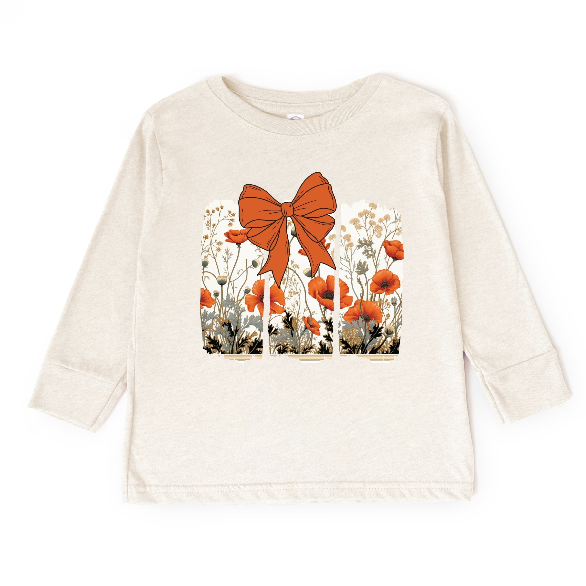 Coquette Fall Floral Orange - Toddler Long Sleeve Graphic Tee