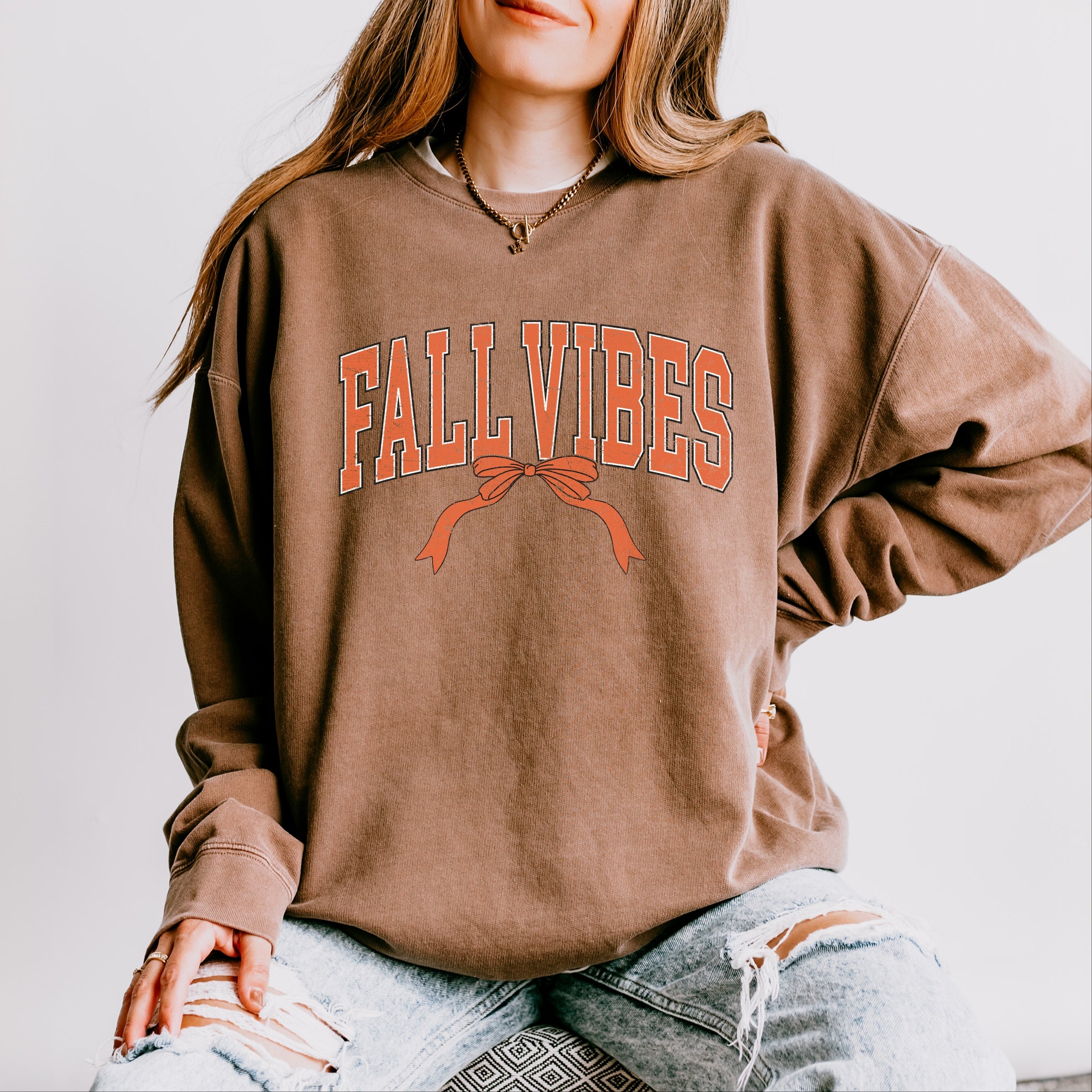 Varsity Fall Vibes Coquette - Womens Lightweight Garment Dyed Sweatshirt
