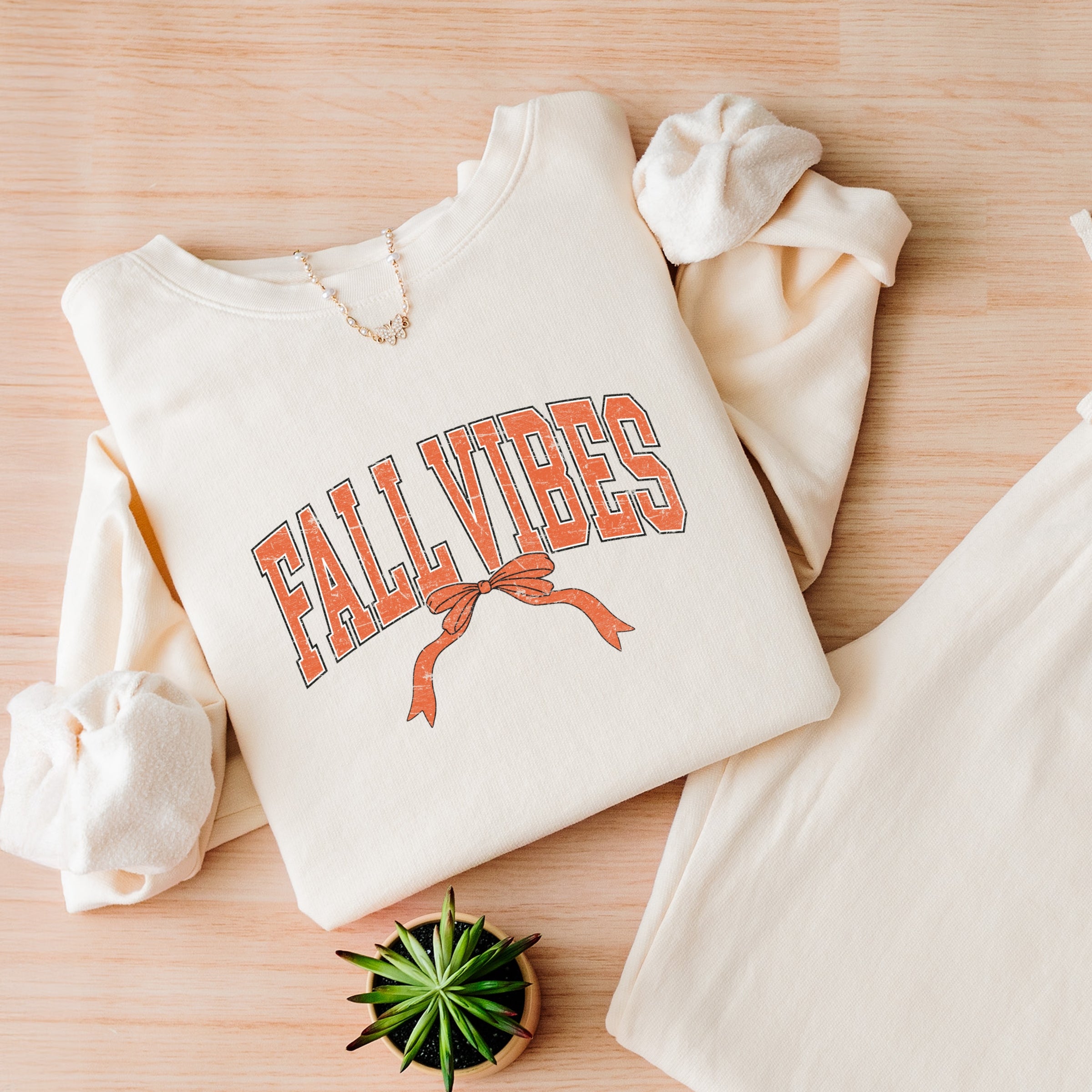 Varsity Fall Vibes Coquette - Womens Lightweight Garment Dyed Sweatshirt