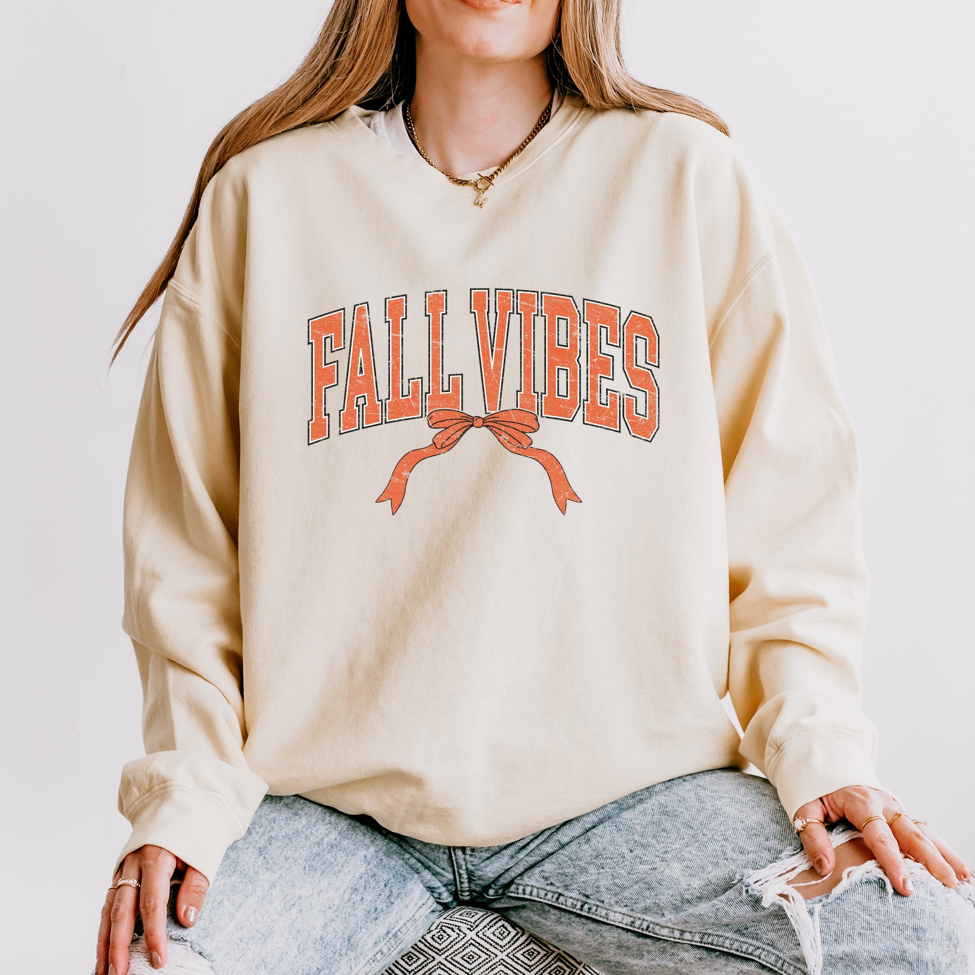 Varsity Fall Vibes Coquette - Womens Lightweight Garment Dyed Sweatshirt