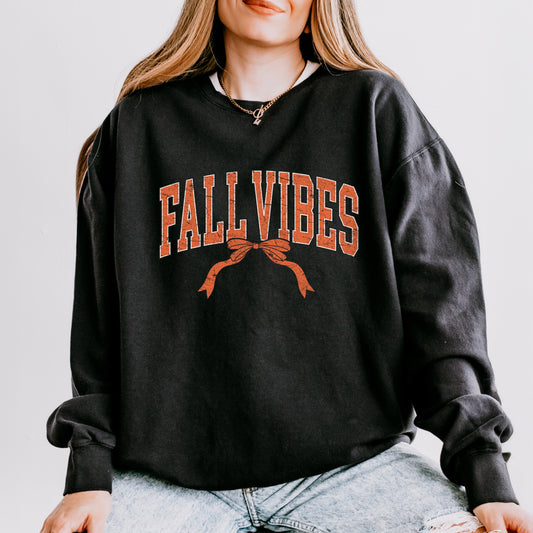 Varsity Fall Vibes Coquette - Womens Lightweight Garment Dyed Sweatshirt