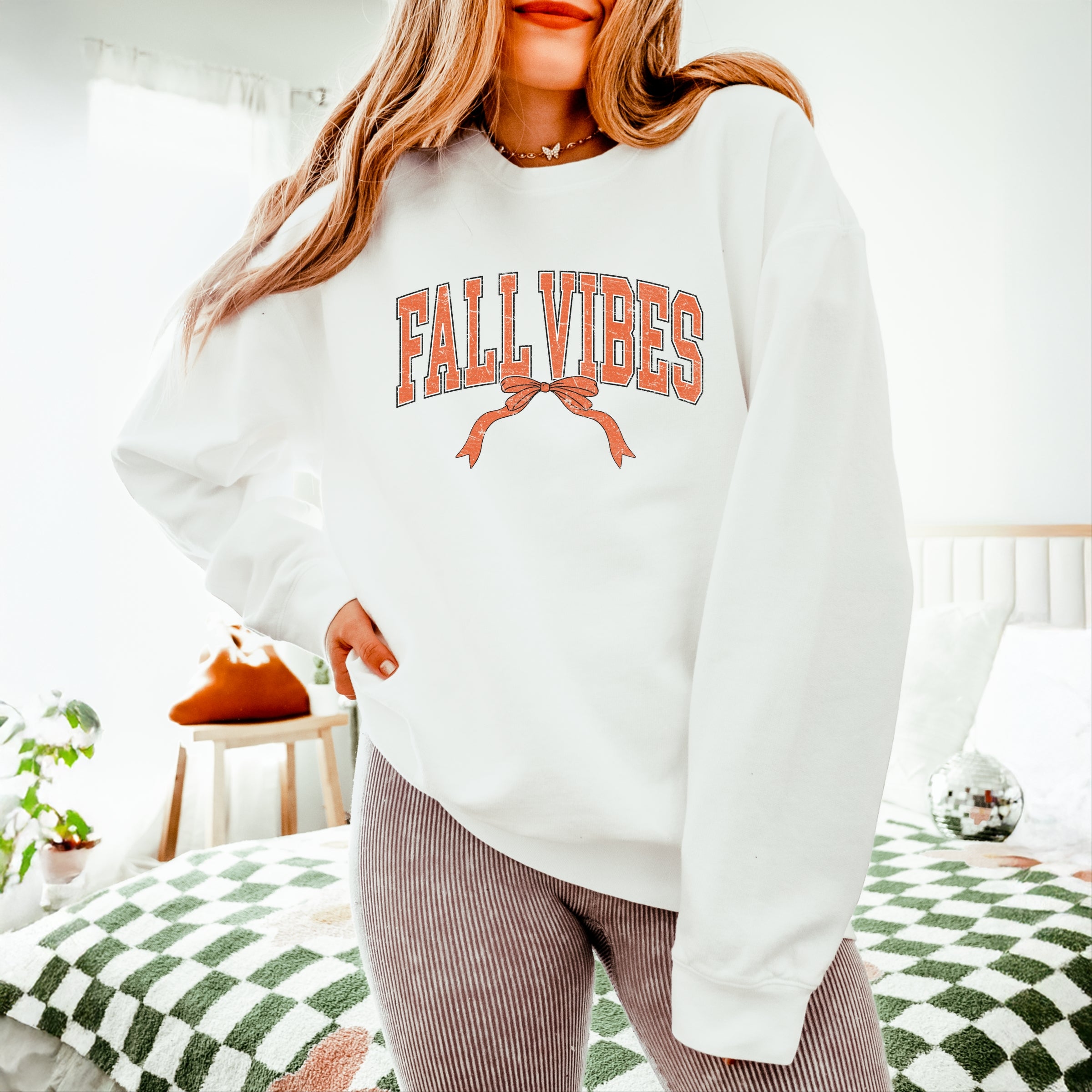 Varsity Fall Vibes Coquette - Womens Lightweight Garment Dyed Sweatshirt