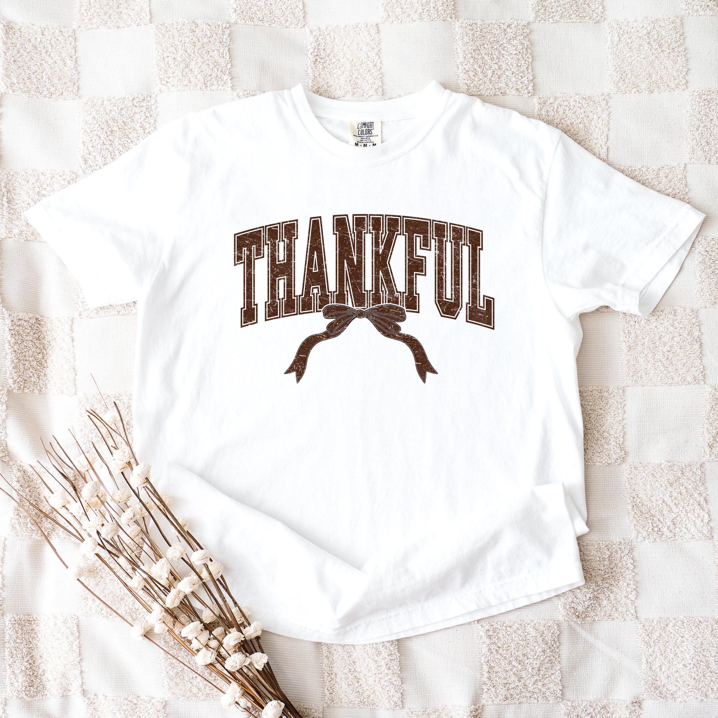 Varsity Thankful Coquette - Womens Garment Dyed Tee
