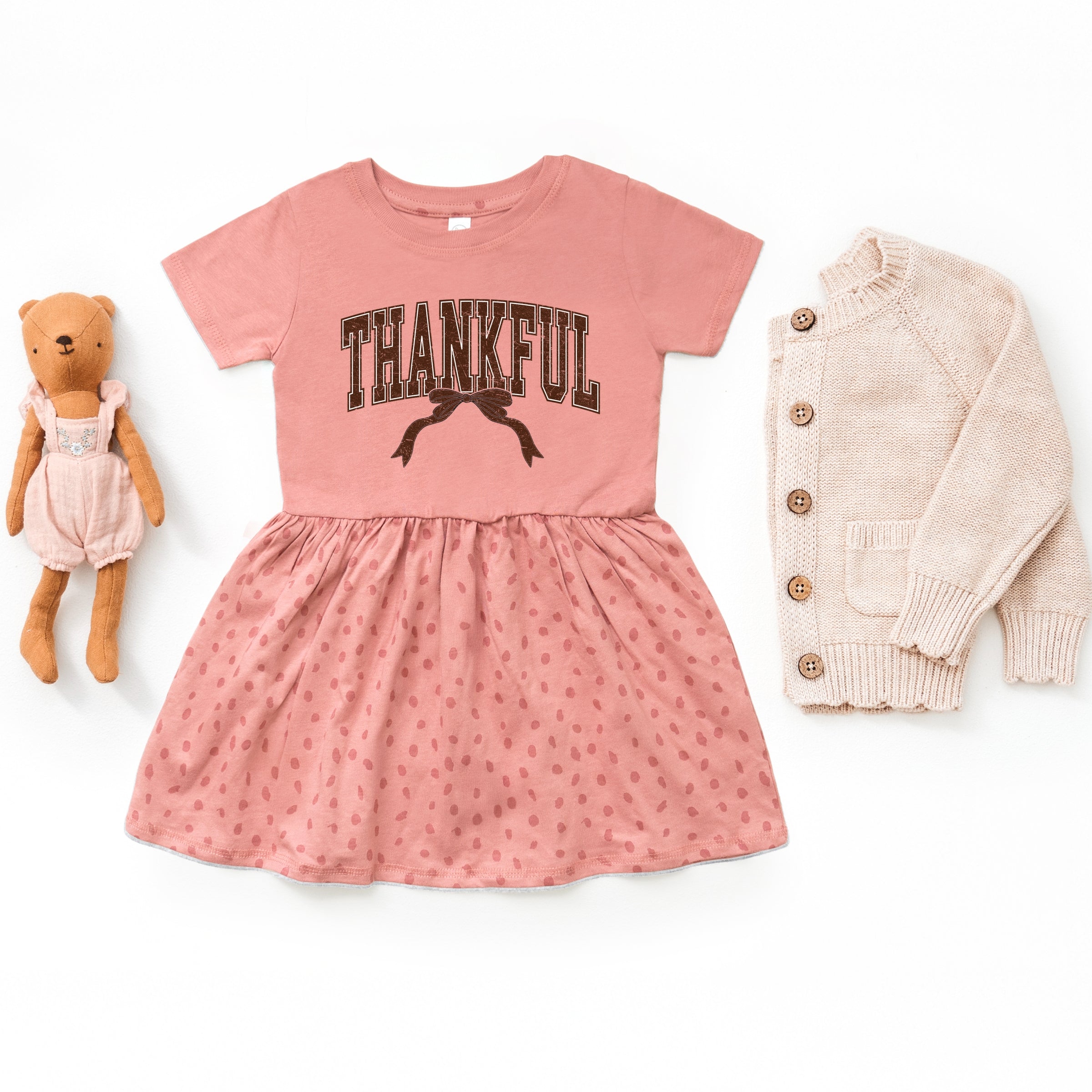 Varsity Thankful Coquette - Toddler Graphic Dress and Infant Dress