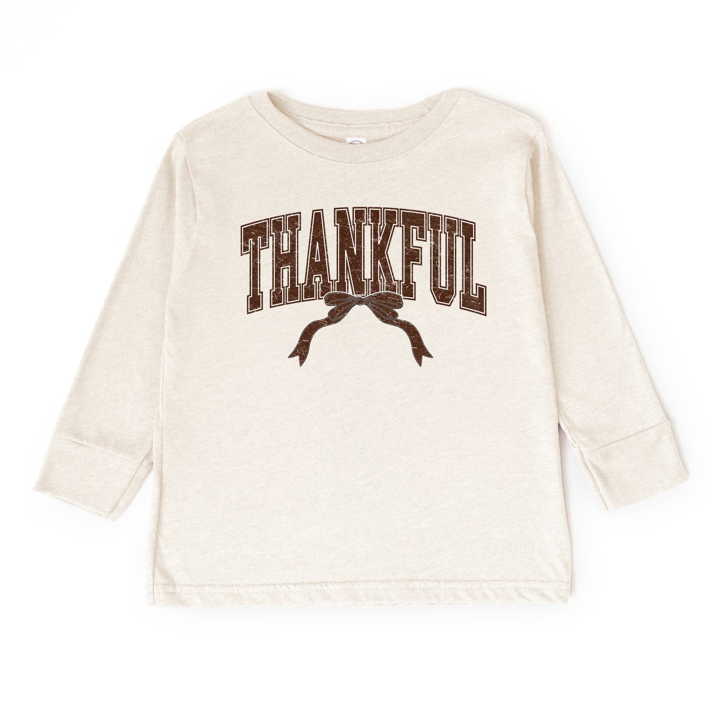 Varsity Thankful Coquette - Toddler Long Sleeve Graphic Tee and Youth Long Sleeve Graphic T-Shirt