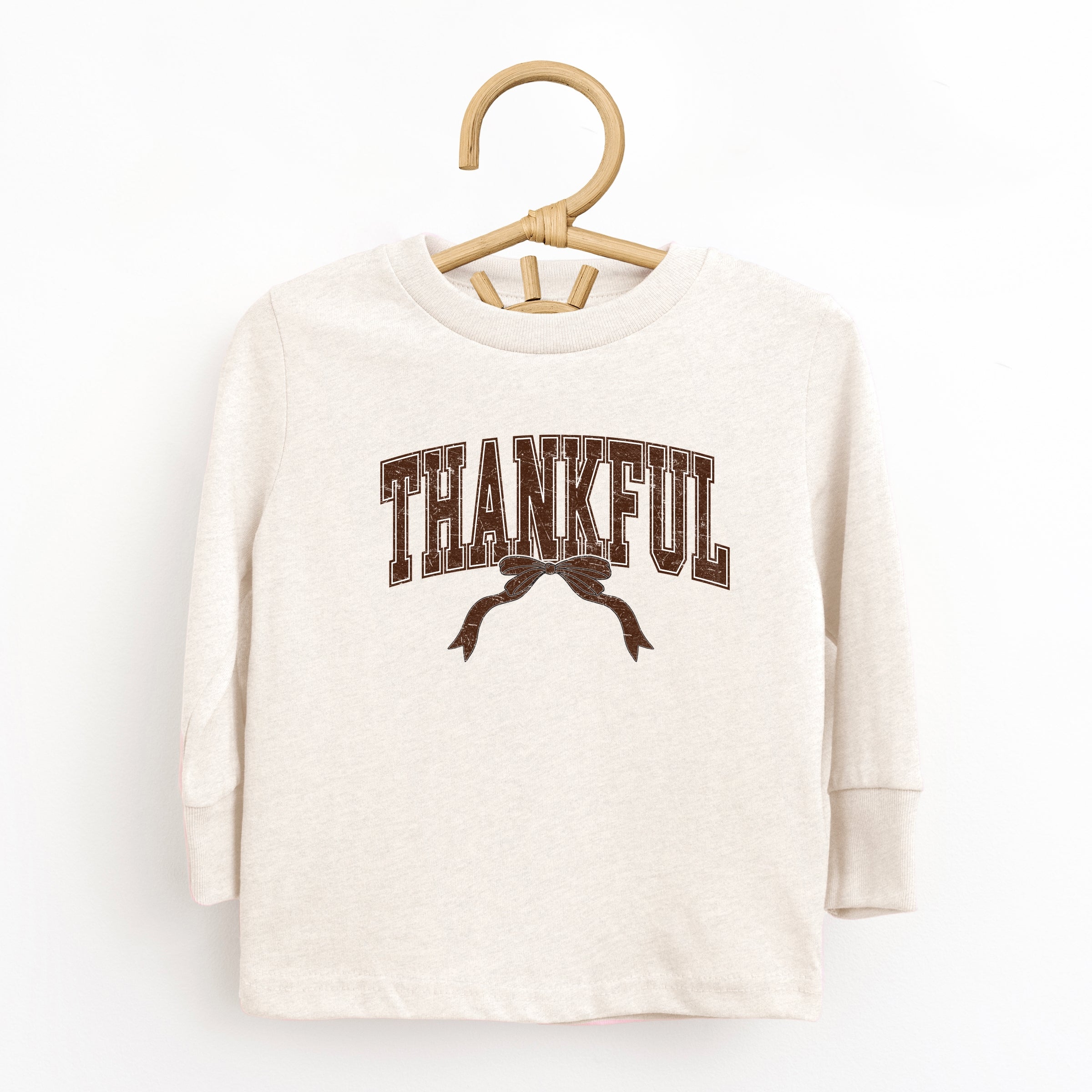 Varsity Thankful Coquette - Toddler Long Sleeve Graphic Tee and Youth Long Sleeve Graphic T-Shirt