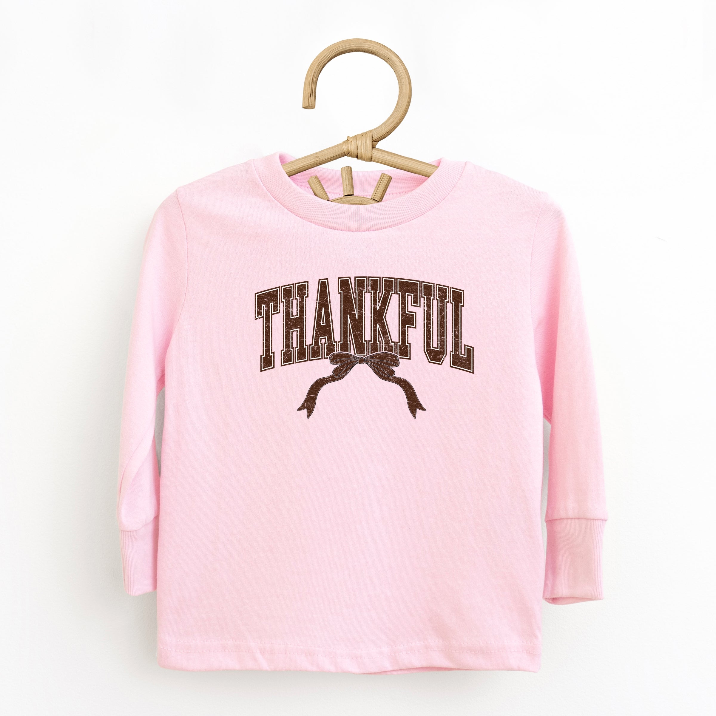 Varsity Thankful Coquette - Toddler Long Sleeve Graphic Tee and Youth Long Sleeve Graphic T-Shirt