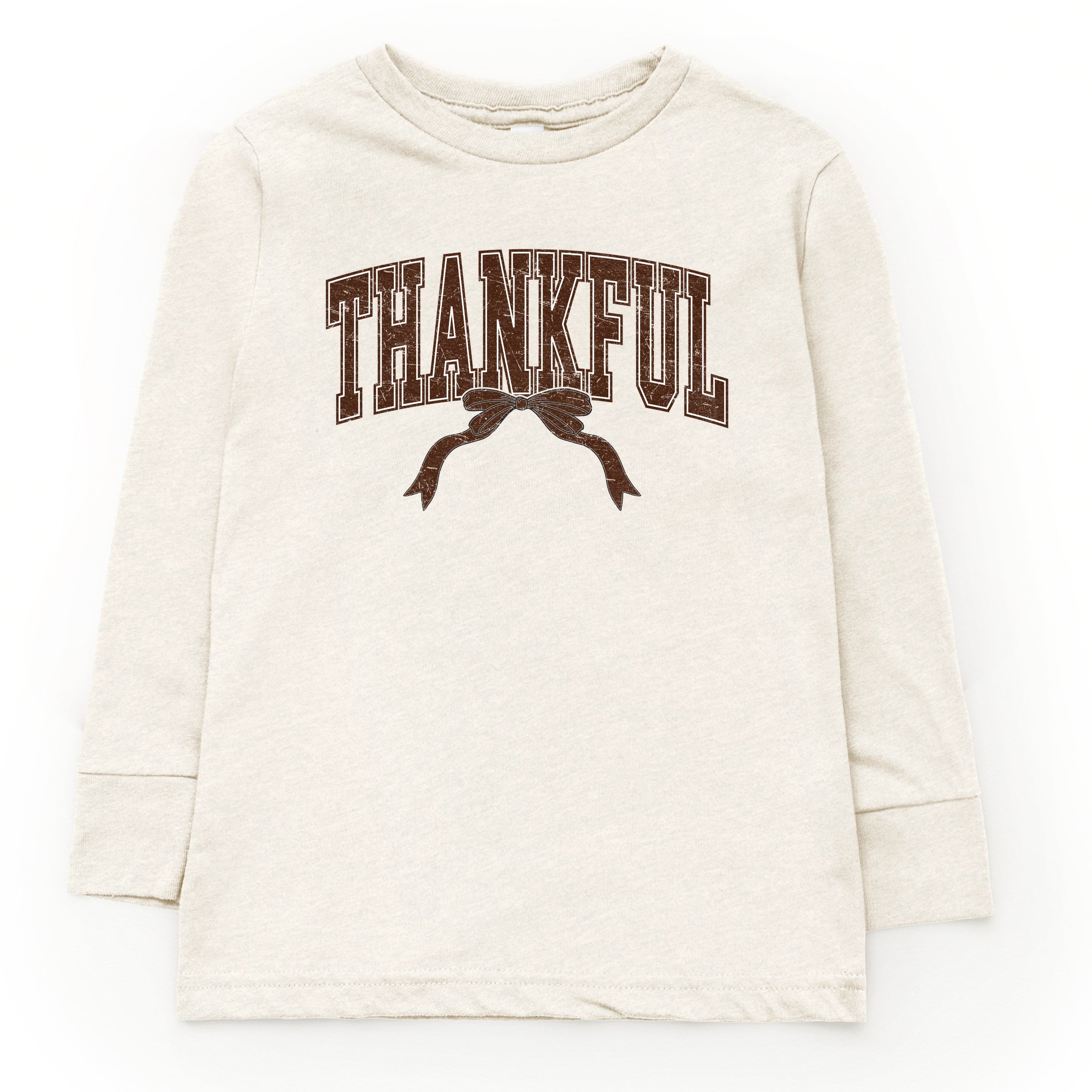 Varsity Thankful Coquette - Toddler Long Sleeve Graphic Tee and Youth Long Sleeve Graphic T-Shirt