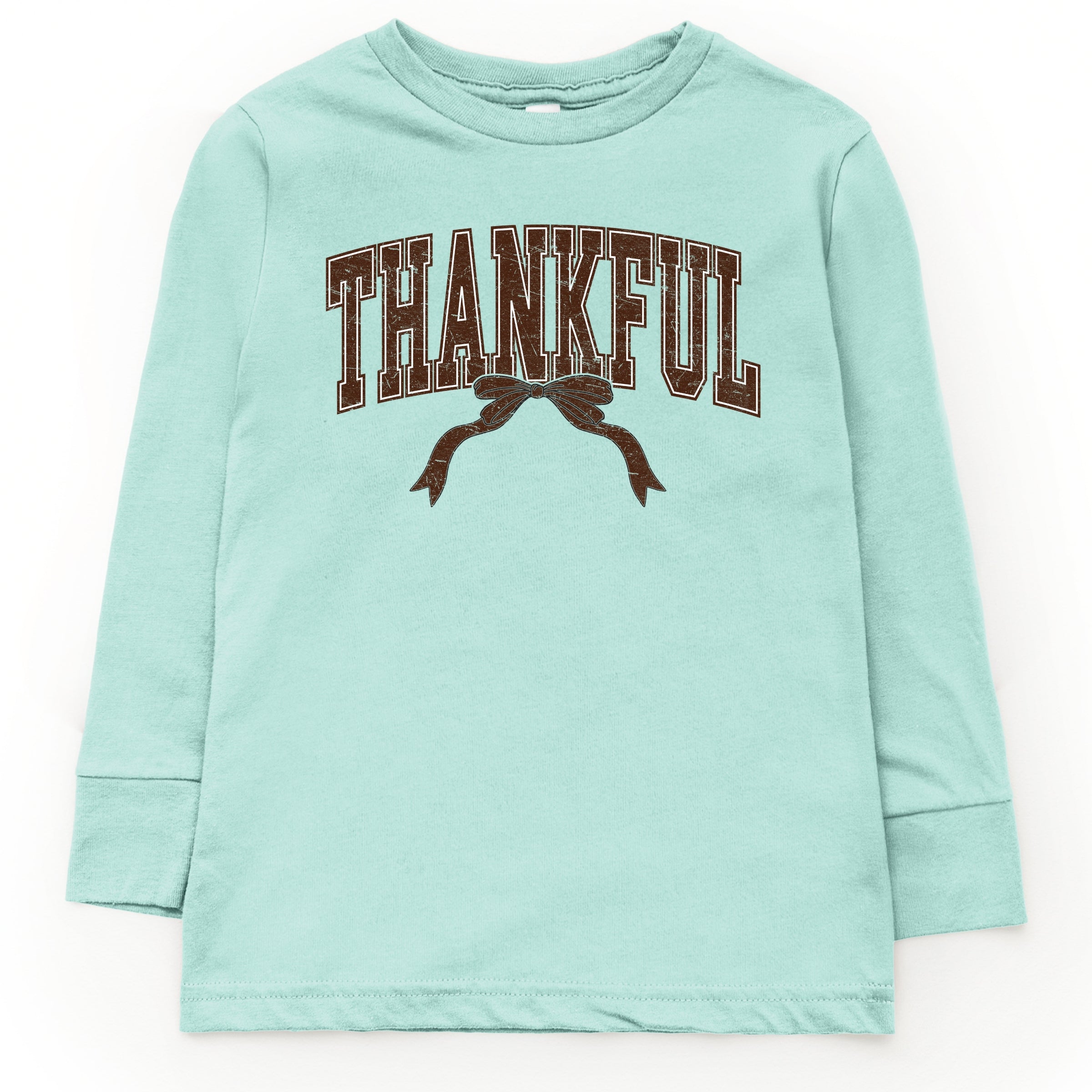 Varsity Thankful Coquette - Toddler Long Sleeve Graphic Tee and Youth Long Sleeve Graphic T-Shirt