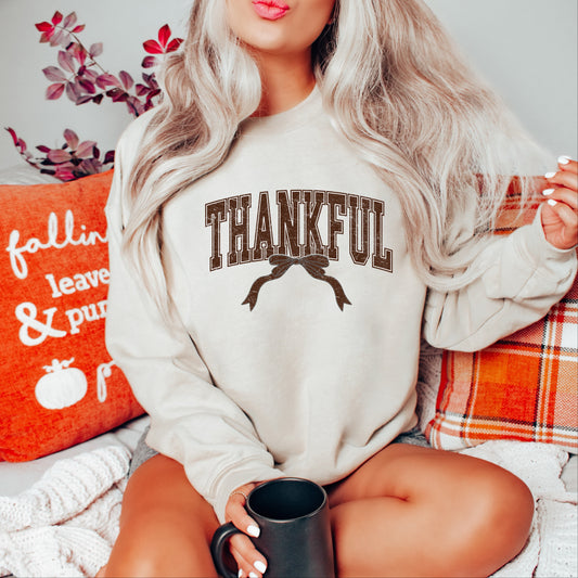 Varsity Thankful Coquette -  Womens Sweatshirt