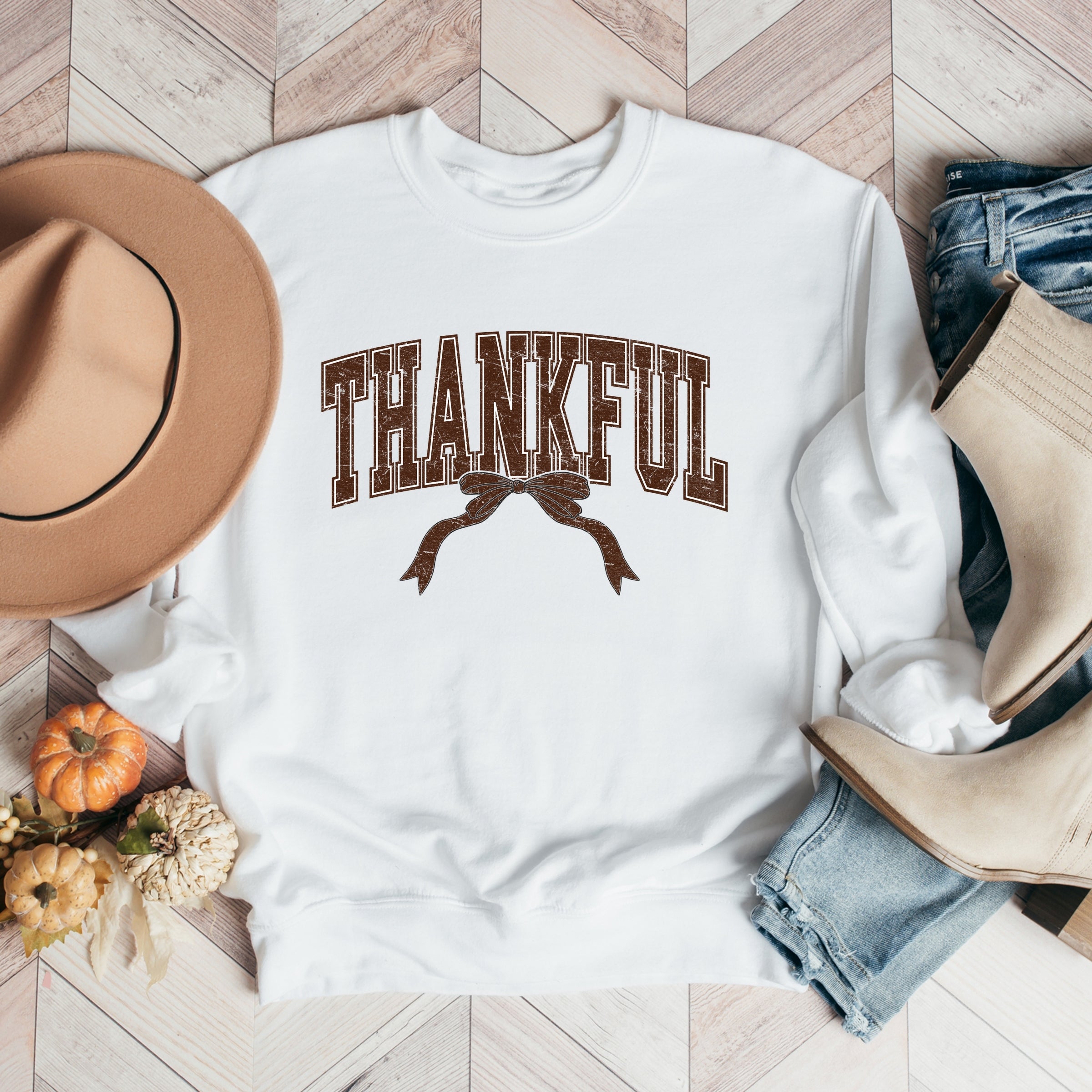Varsity Thankful Coquette -  Womens Sweatshirt