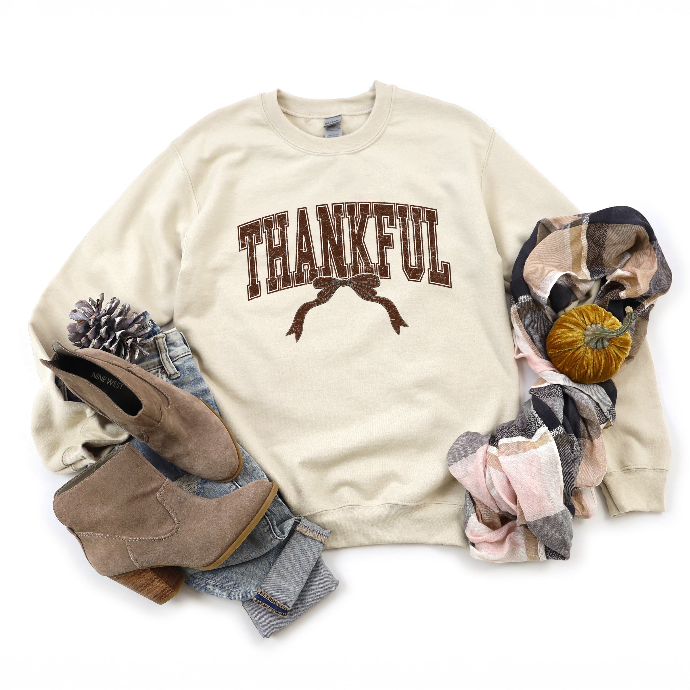 Varsity Thankful Coquette -  Womens Sweatshirt