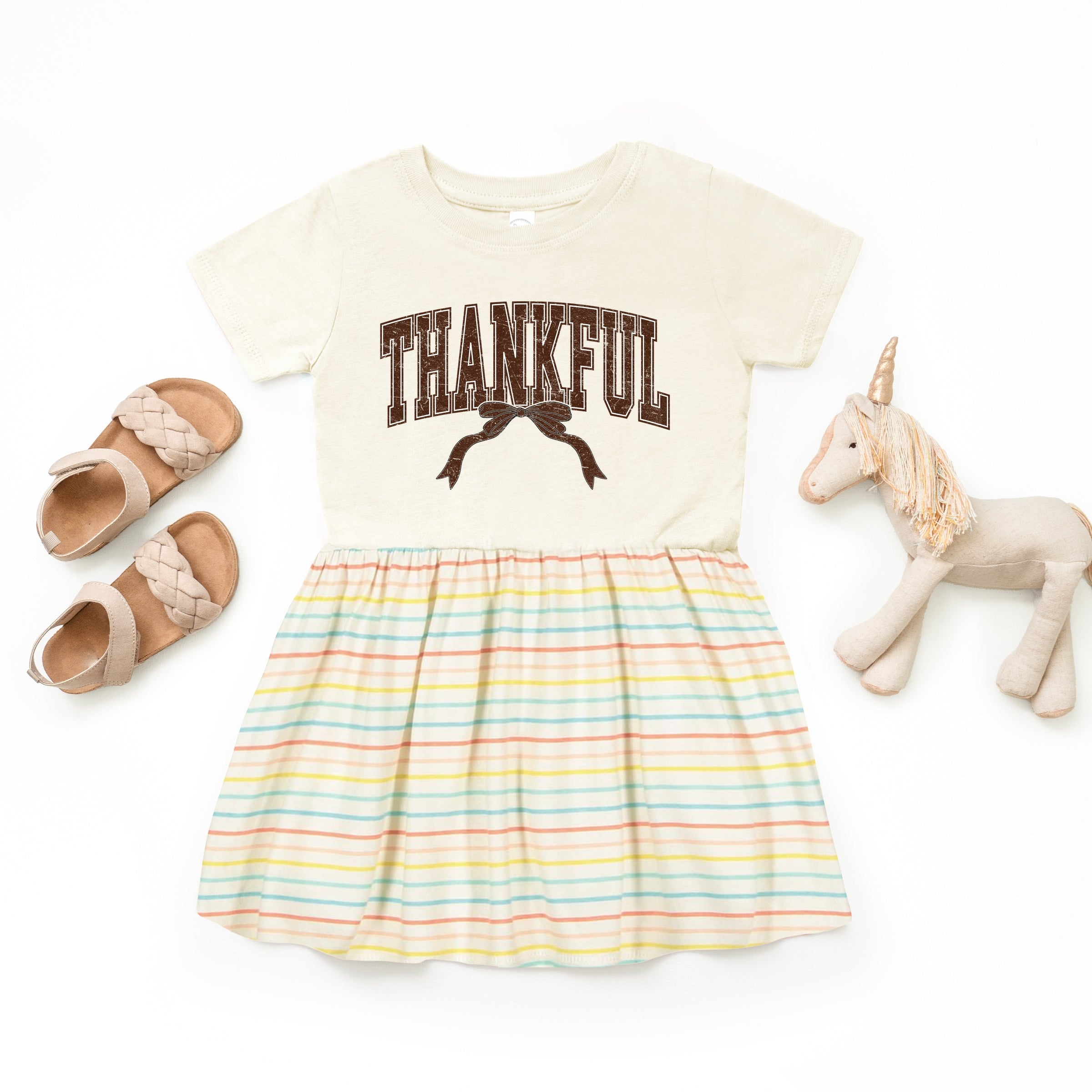 Varsity Thankful Coquette - Toddler Graphic Dress and Infant Dress