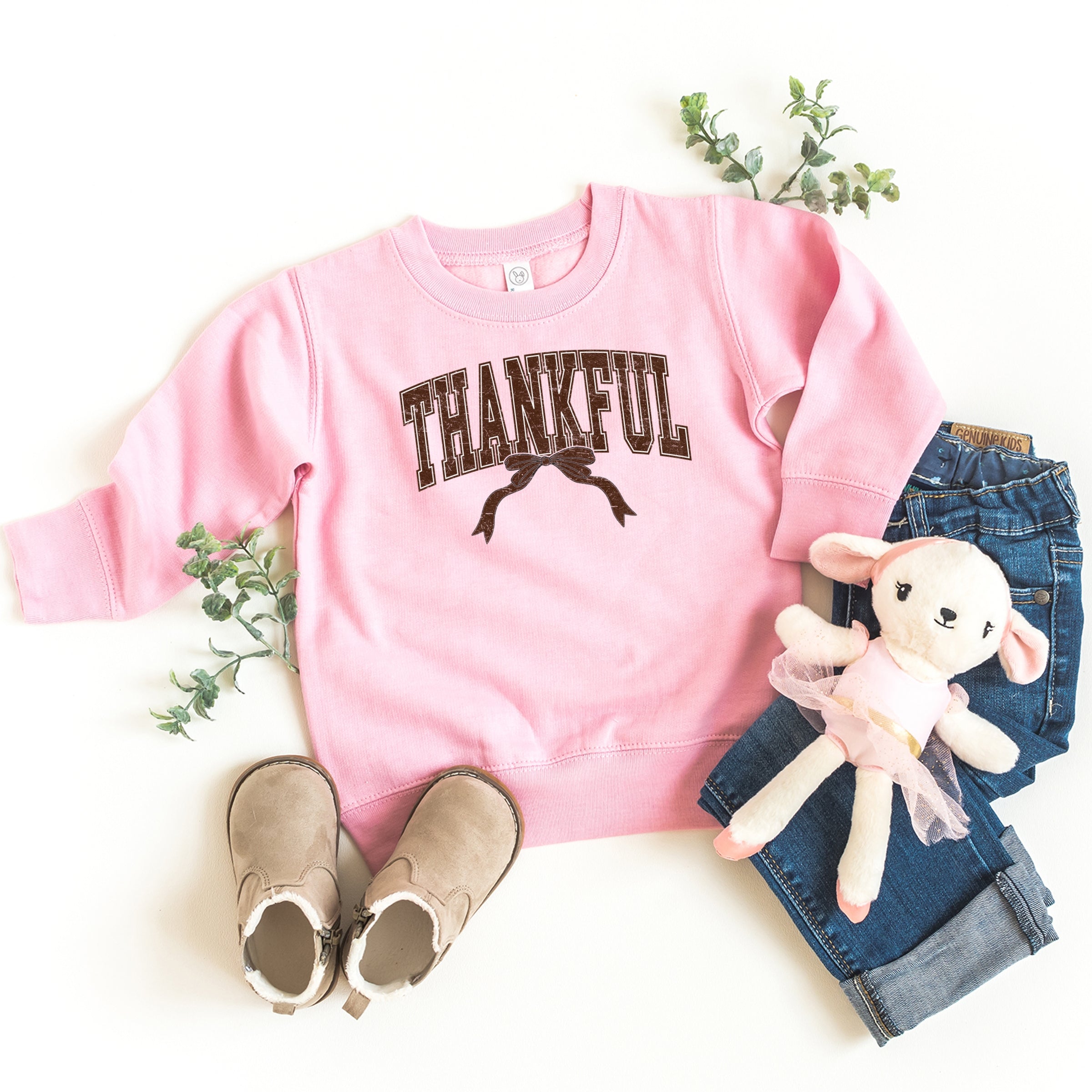 Varsity Thankful Coquette - Toddler Graphic Sweatshirt and Youth Graphic Sweatshirt