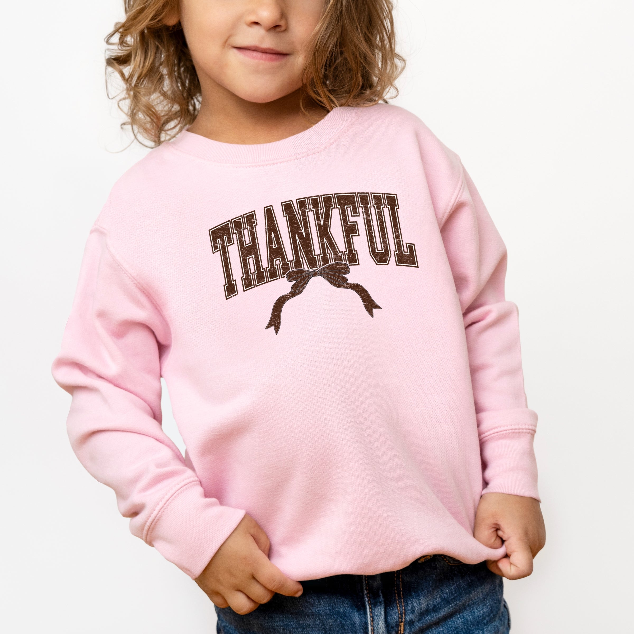 Varsity Thankful Coquette - Toddler Graphic Sweatshirt and Youth Graphic Sweatshirt