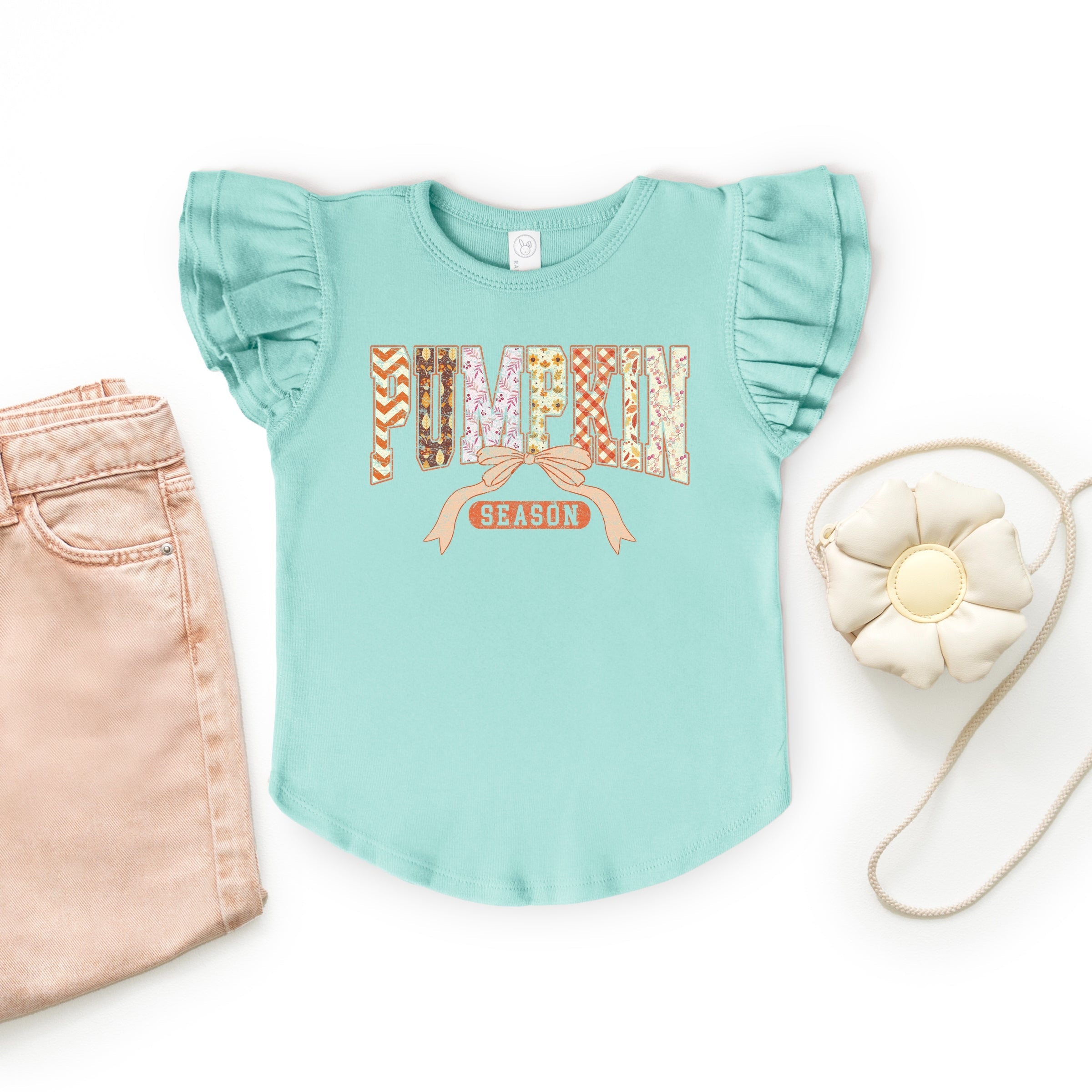 Pumpkin Season Patterns - Flutter Sleeve Graphic T-Shirt