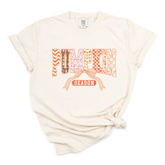 Pumpkin Season Patterns - Womens Garment Dyed Tee