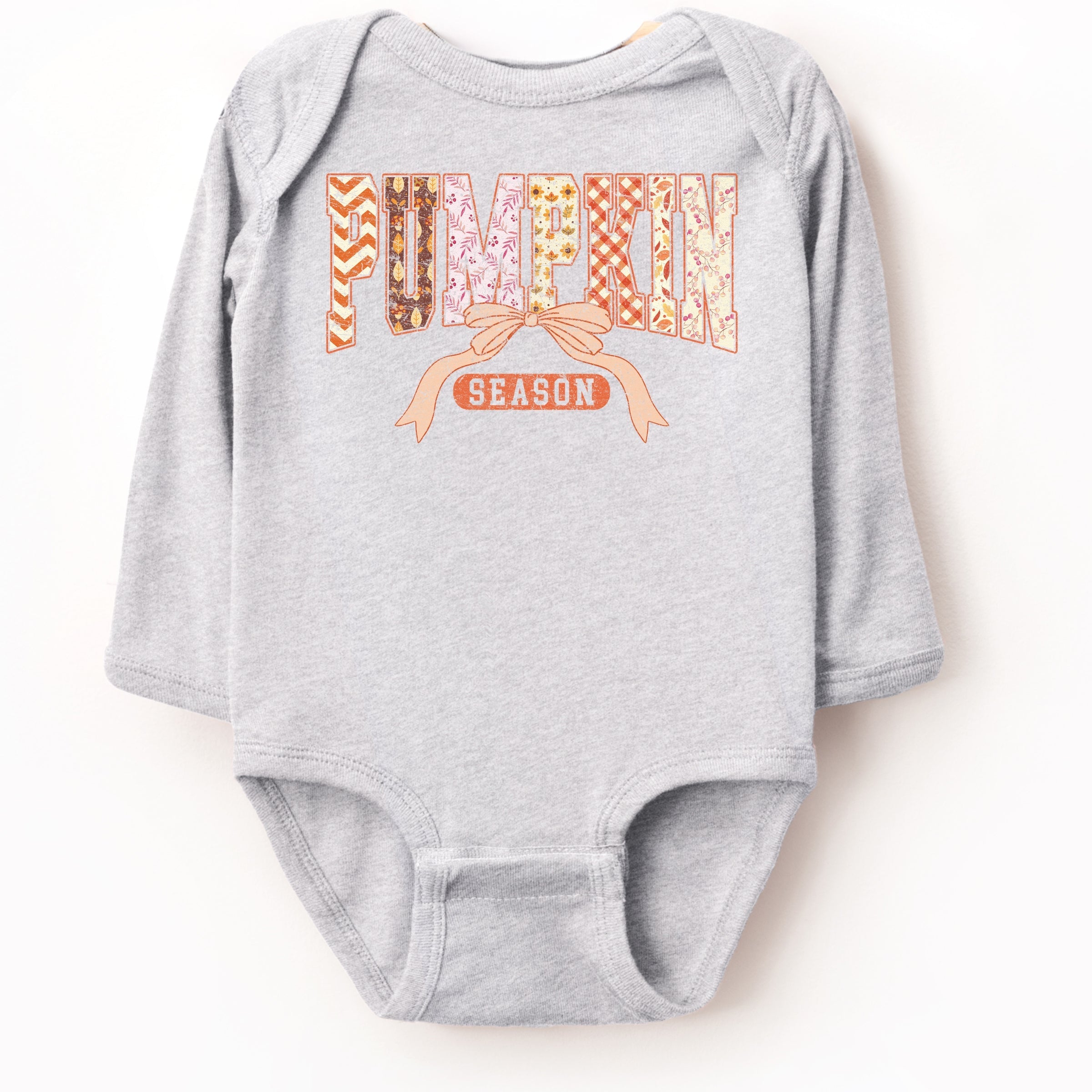 Pumpkin Season Patterns - Baby Long Sleeve Bodysuit