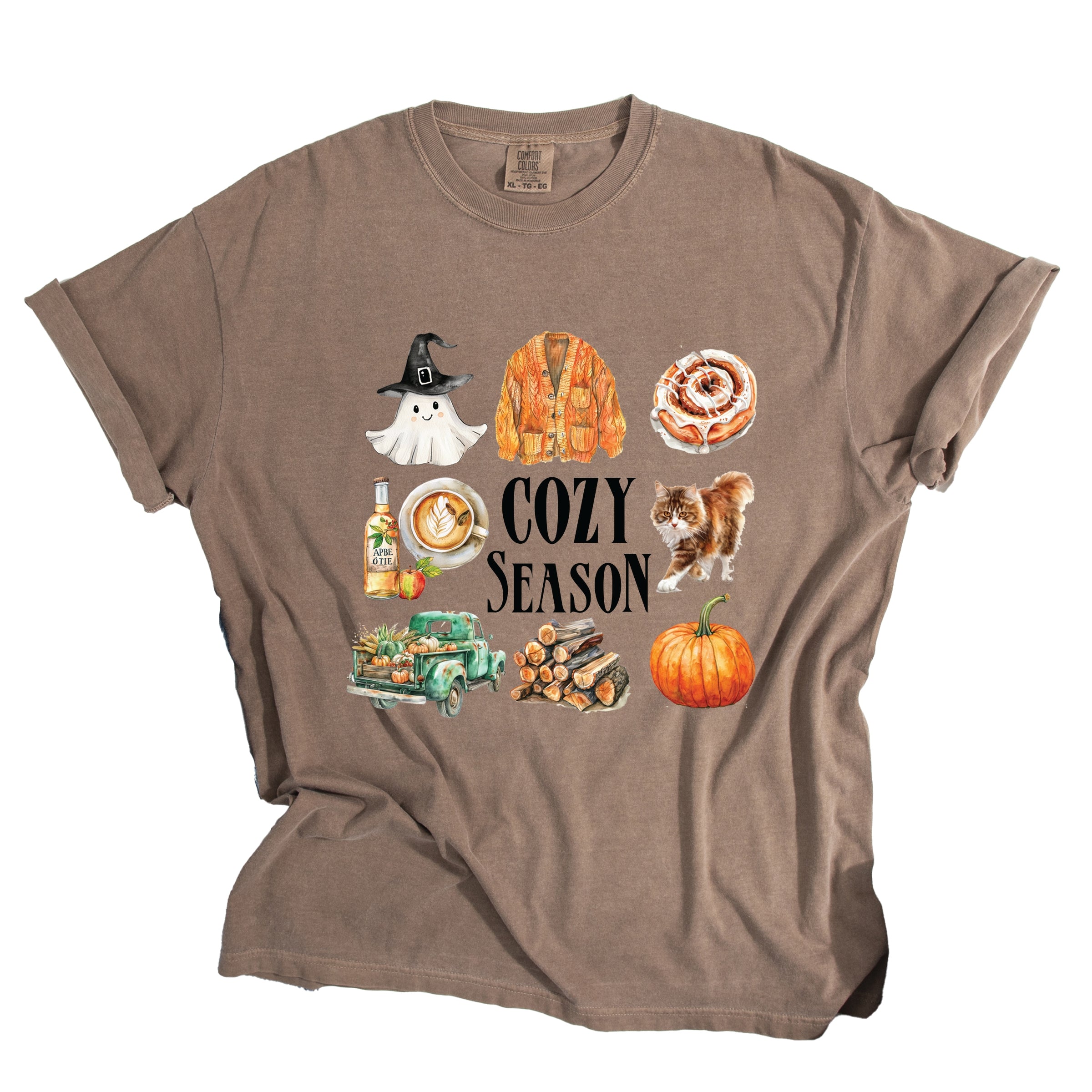 Cozy Season Watercolor Icons - Women's Garment Dyed Tee