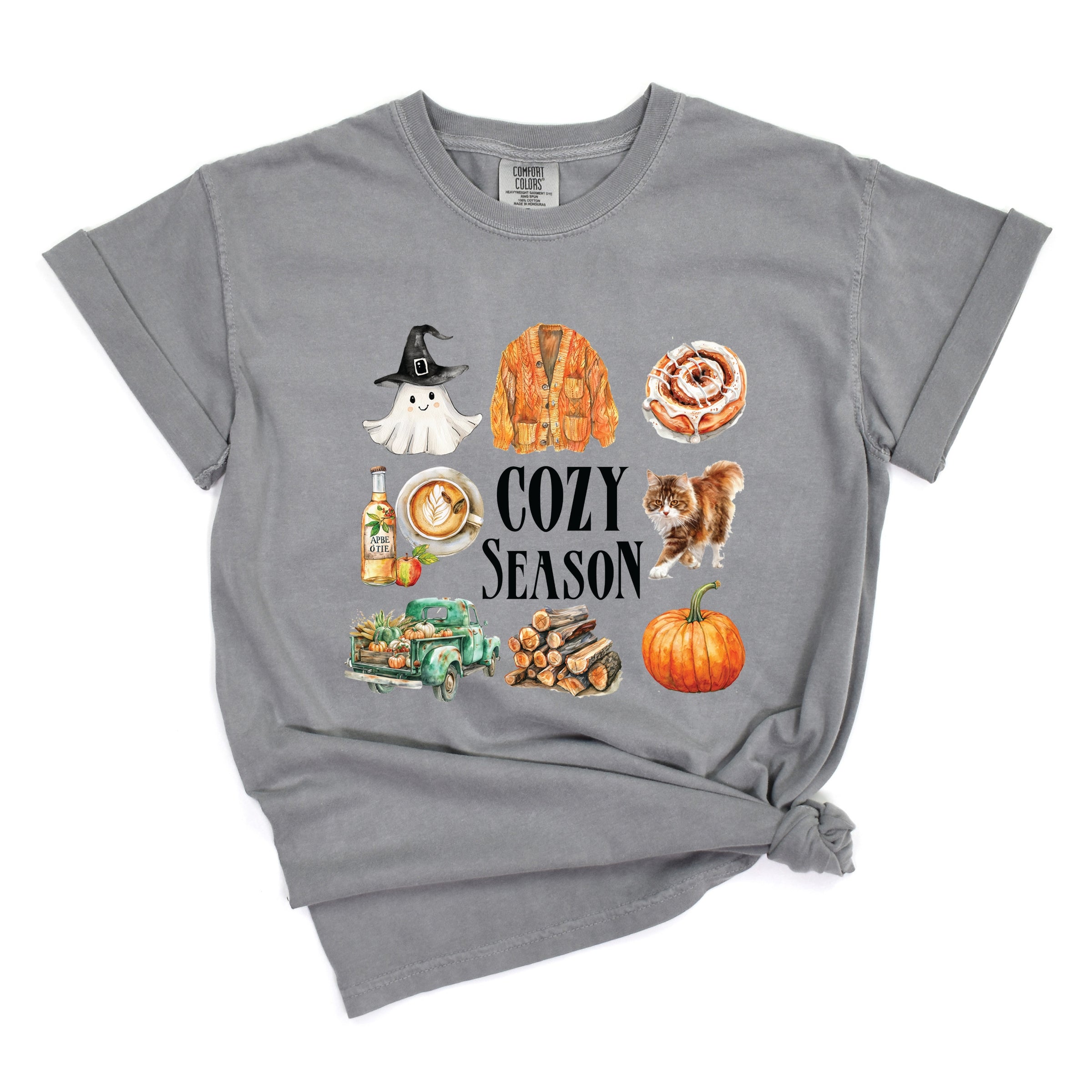 Cozy Season Watercolor Icons - Women's Garment Dyed Tee