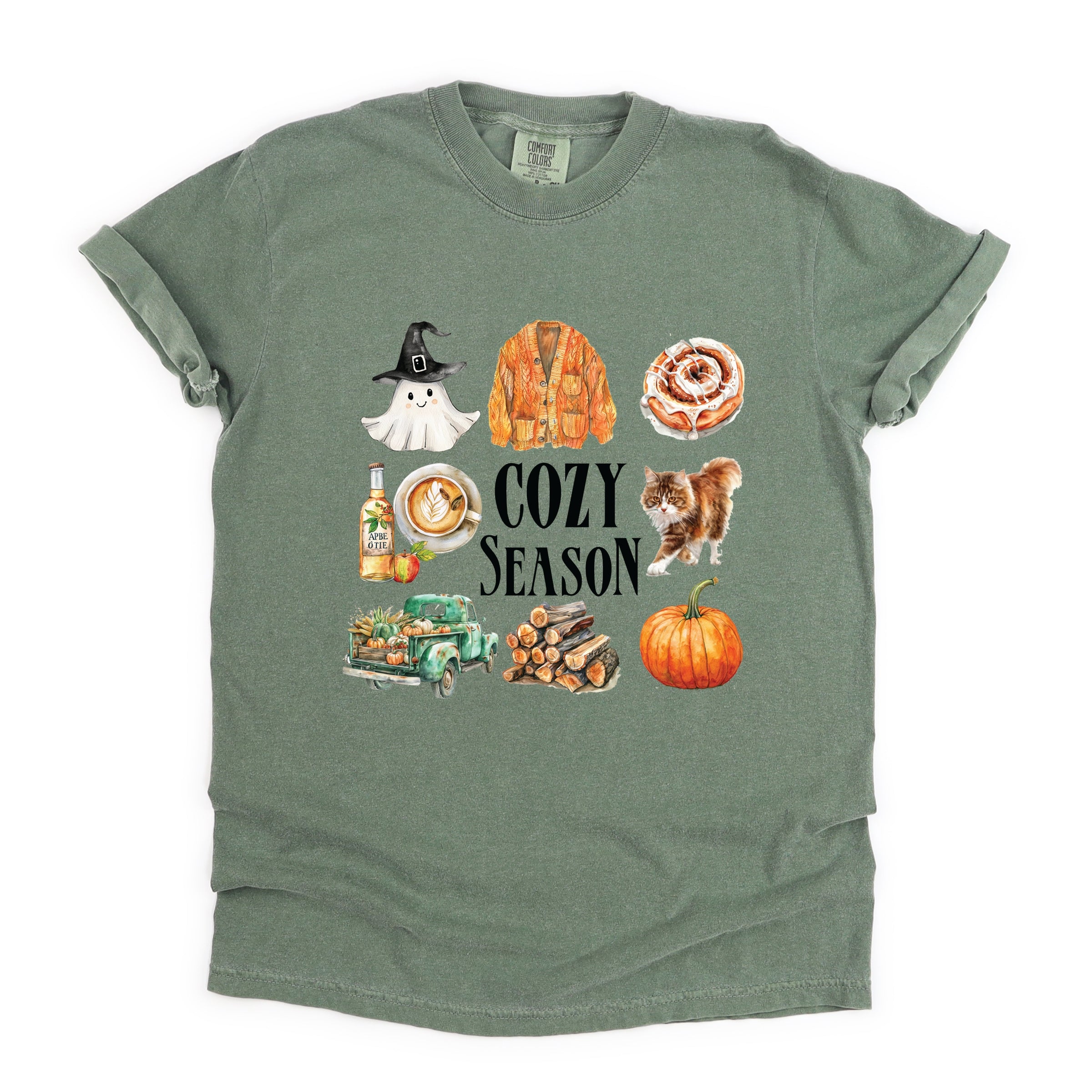Cozy Season Watercolor Icons - Women's Garment Dyed Tee