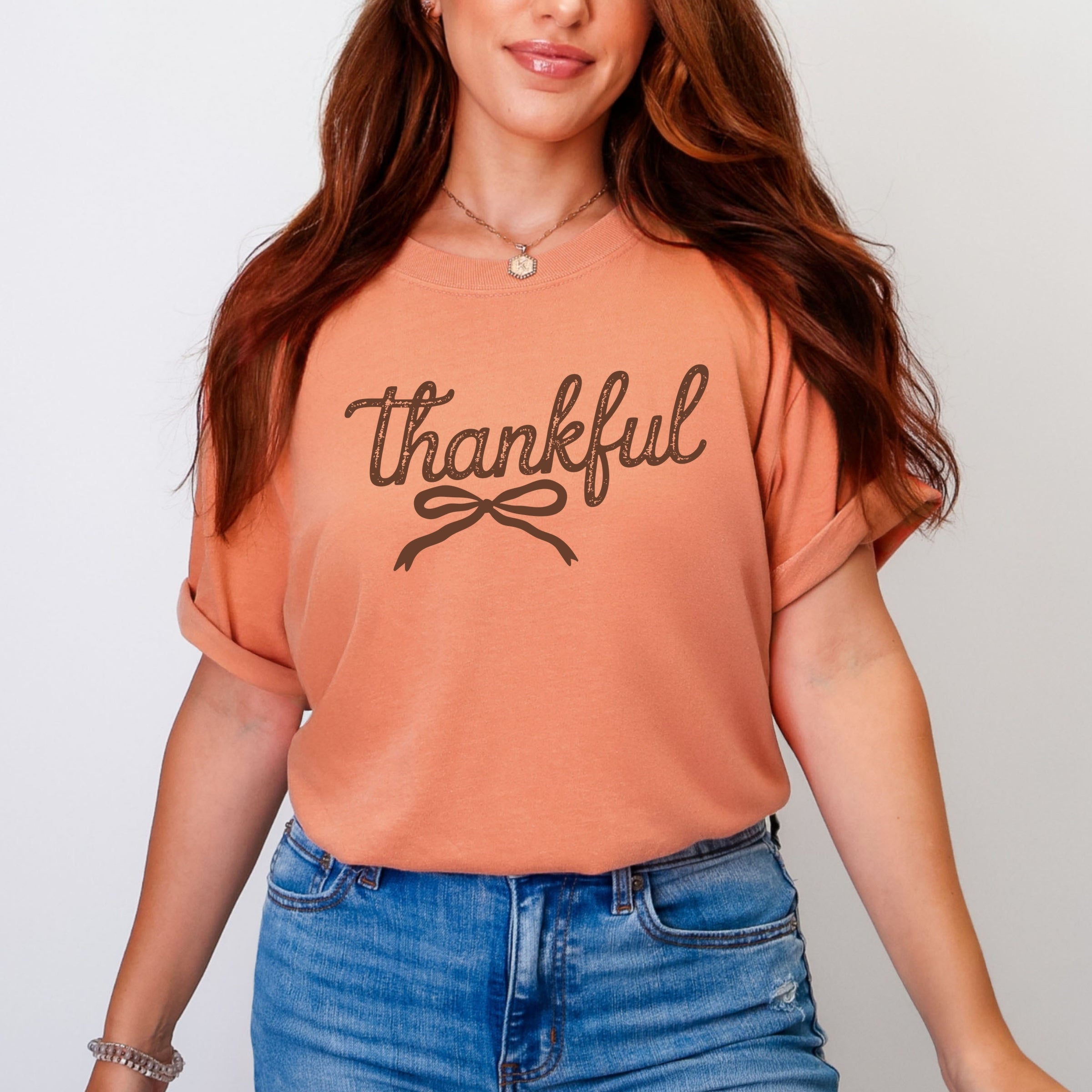 Thankful Coquette Distressed - Womens Garment Dyed Tee