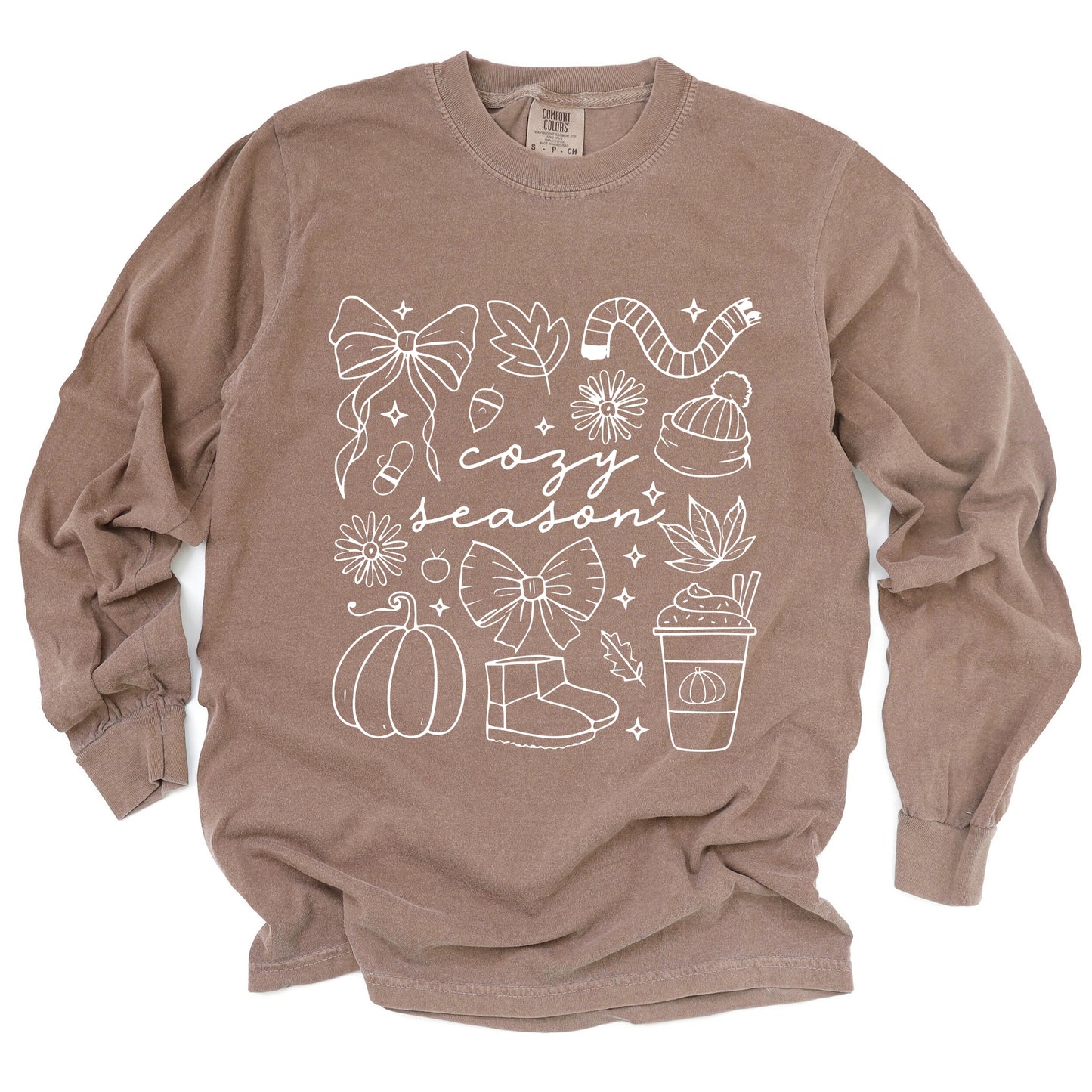 Cozy Season Coquette Icons - Womens Garment Dyed Long Sleeve