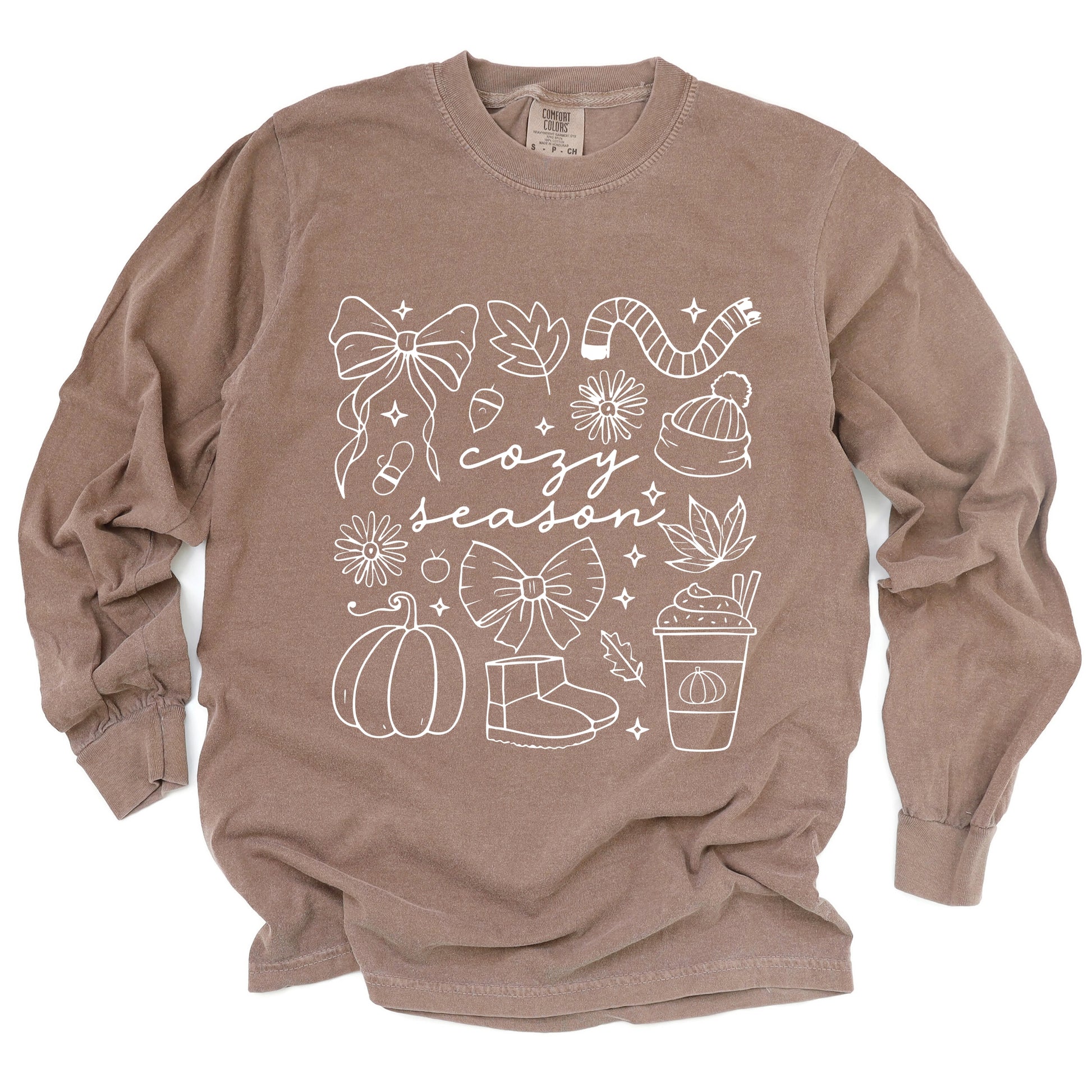 Cozy Season Coquette Icons - Womens Garment Dyed Long Sleeve