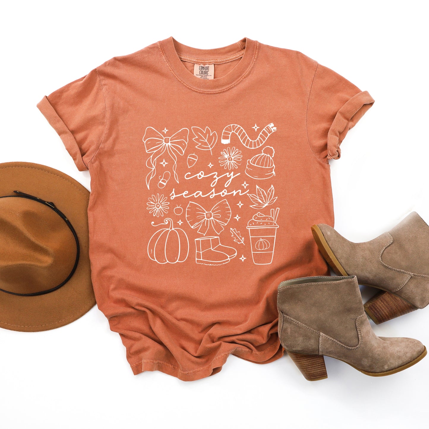 Cozy Season Coquette Icons - Womens Garment Dyed Tee