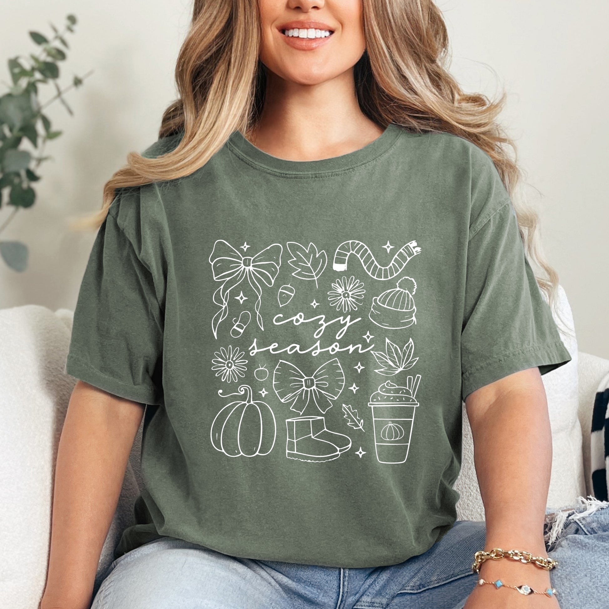 Cozy Season Coquette Icons - Womens Garment Dyed Tee