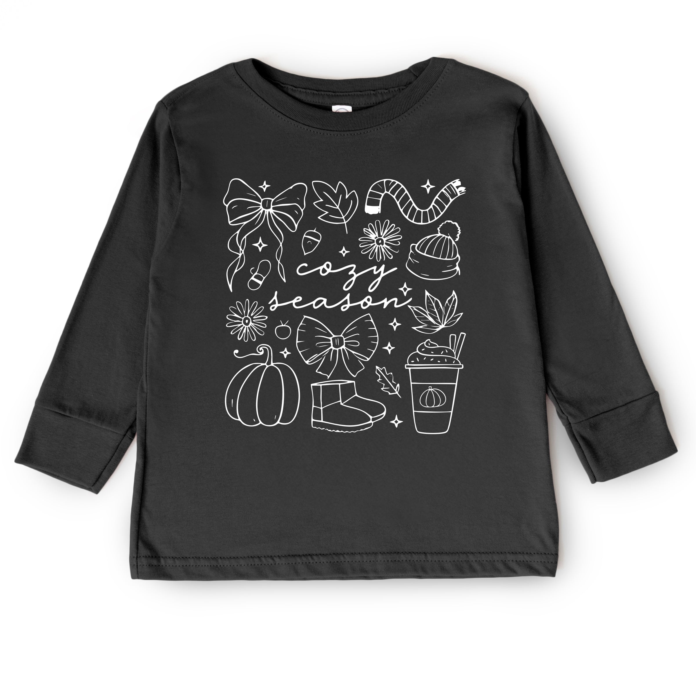 Cozy Season Coquette Icons - Toddler Long Sleeve Graphic Tee and Youth Long Sleeve Graphic T-Shirt