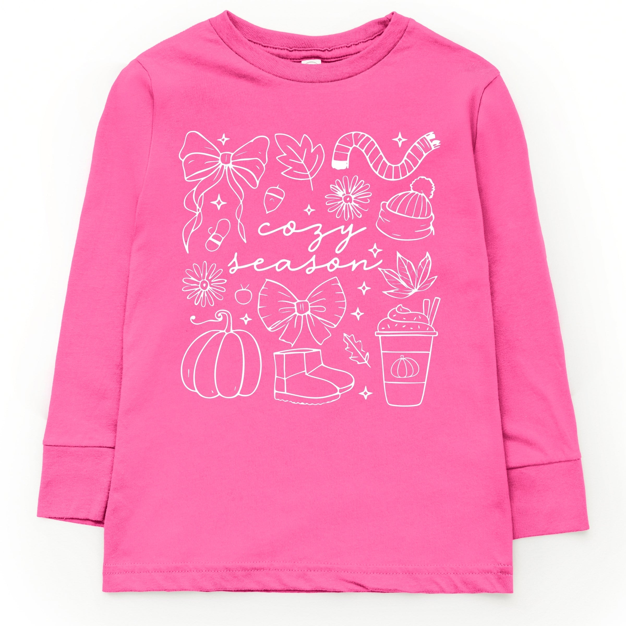 Cozy Season Coquette Icons - Toddler Long Sleeve Graphic Tee and Youth Long Sleeve Graphic T-Shirt