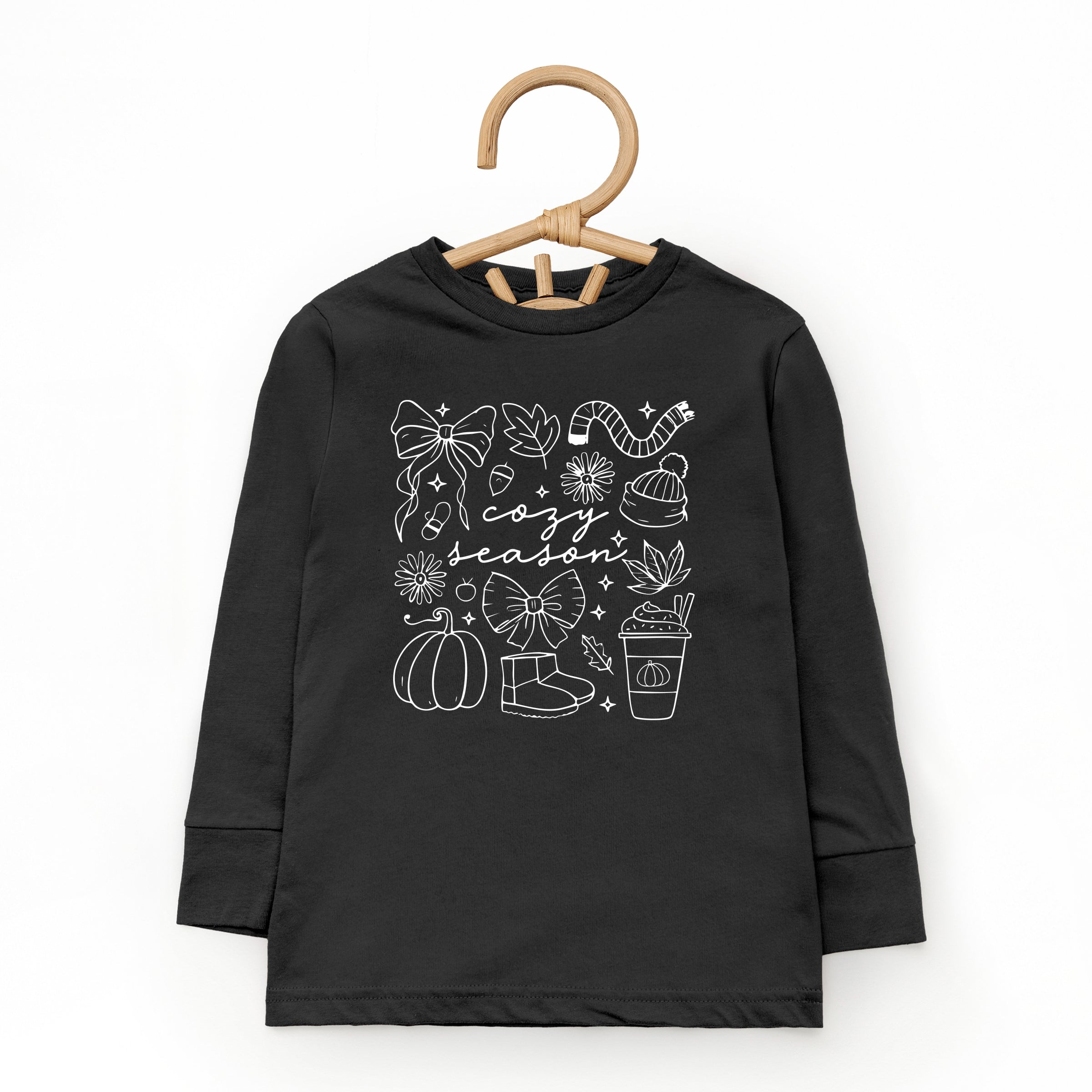 Cozy Season Coquette Icons - Toddler Long Sleeve Graphic Tee and Youth Long Sleeve Graphic T-Shirt