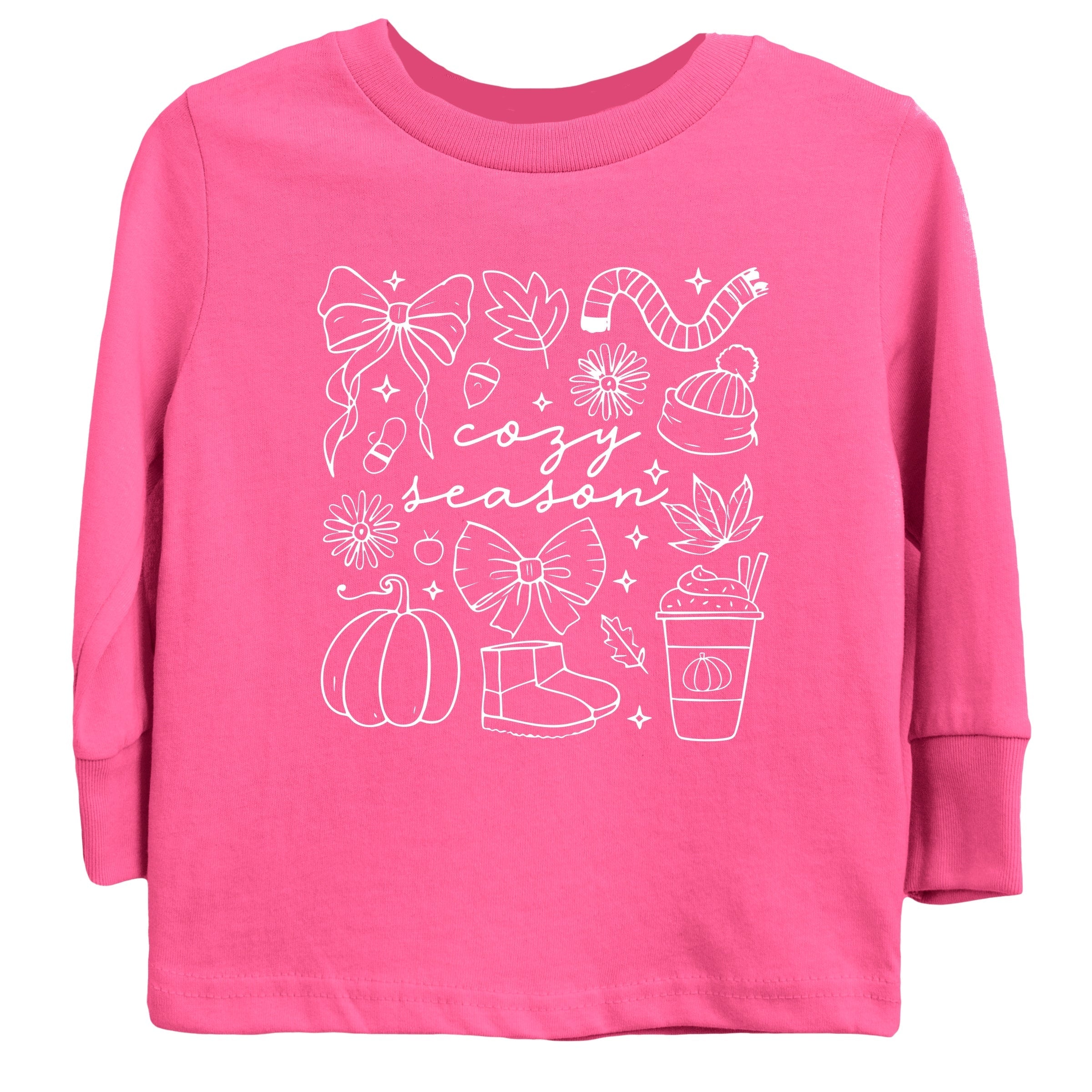 Cozy Season Coquette Icons - Toddler Long Sleeve Graphic Tee and Youth Long Sleeve Graphic T-Shirt