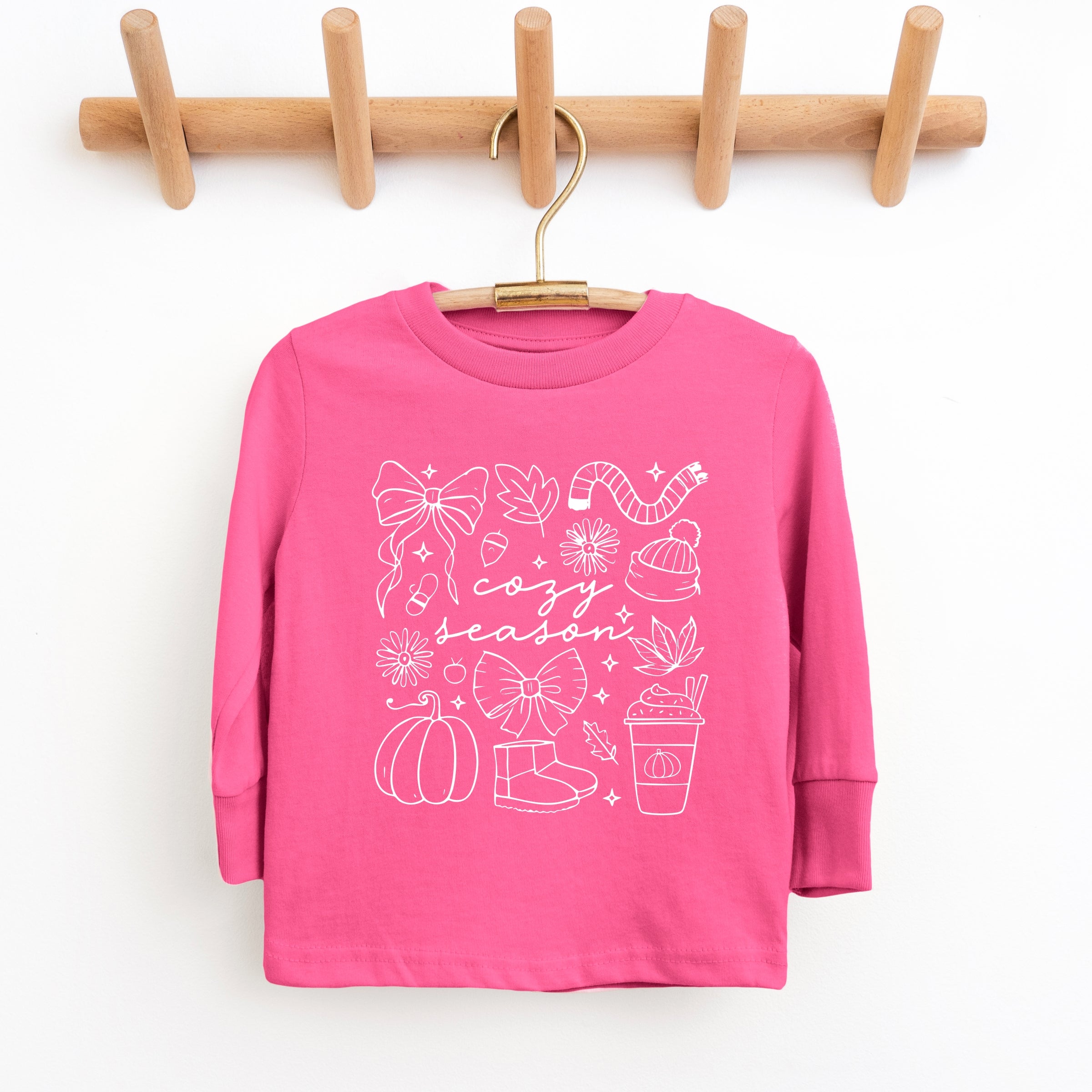 Cozy Season Coquette Icons - Toddler Long Sleeve Graphic Tee and Youth Long Sleeve Graphic T-Shirt
