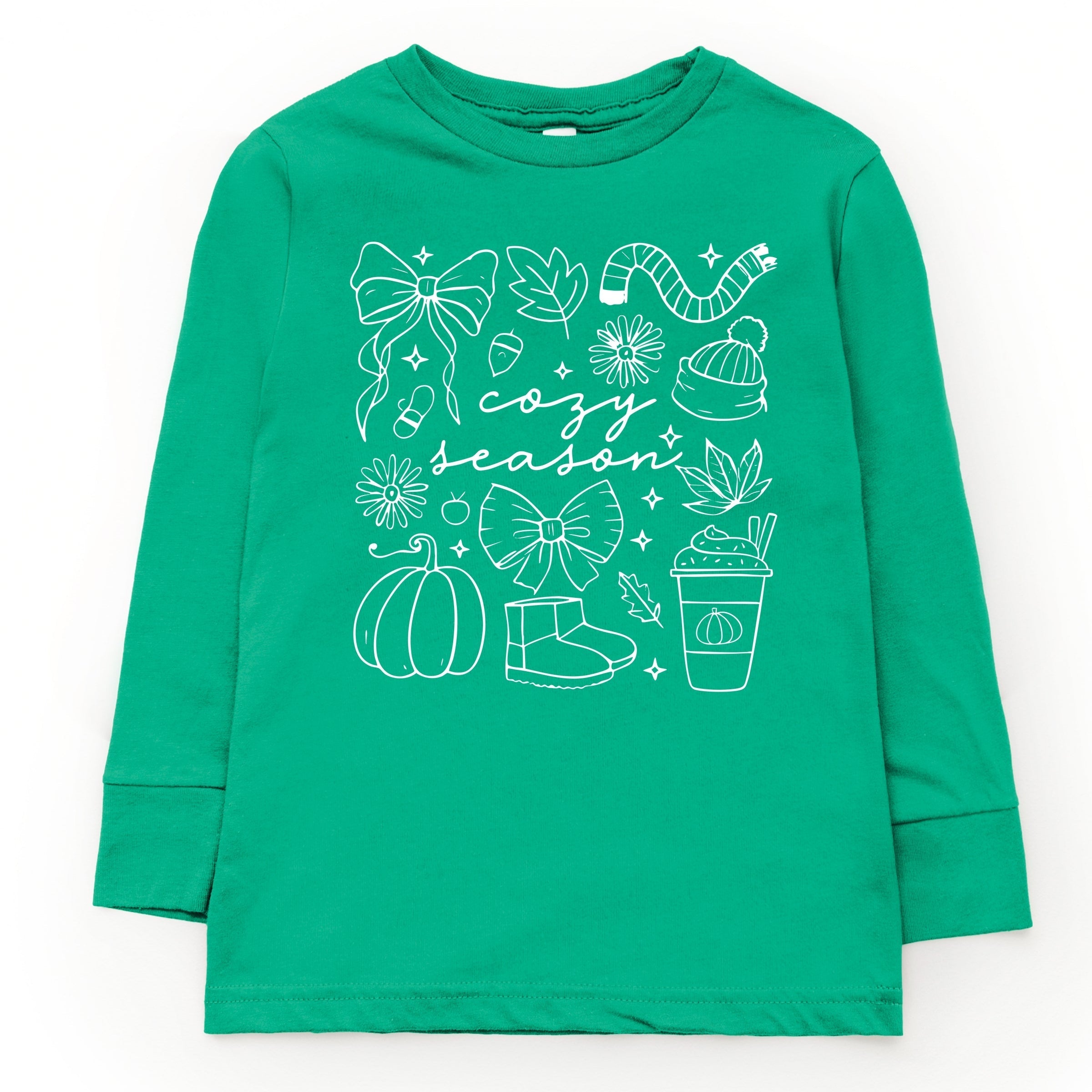 Cozy Season Coquette Icons - Toddler Long Sleeve Graphic Tee and Youth Long Sleeve Graphic T-Shirt