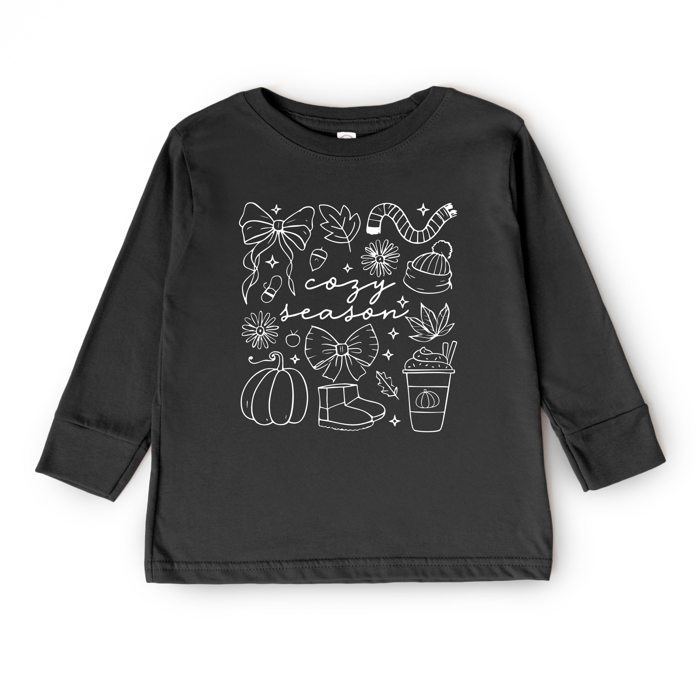 Cozy Season Coquette Icons - Toddler Long Sleeve Graphic Tee and Youth Long Sleeve Graphic T-Shirt