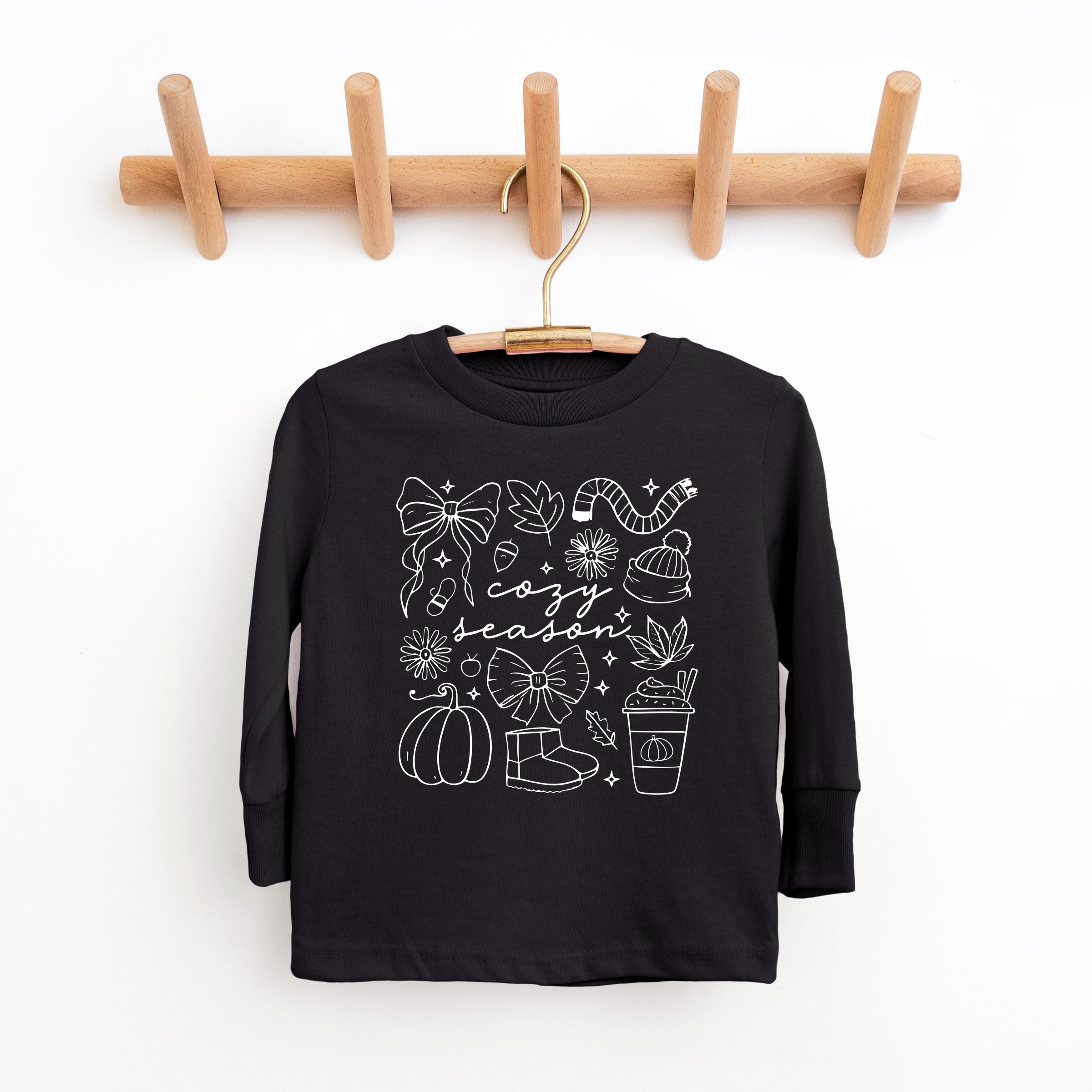 Cozy Season Coquette Icons - Toddler Long Sleeve Graphic Tee and Youth Long Sleeve Graphic T-Shirt