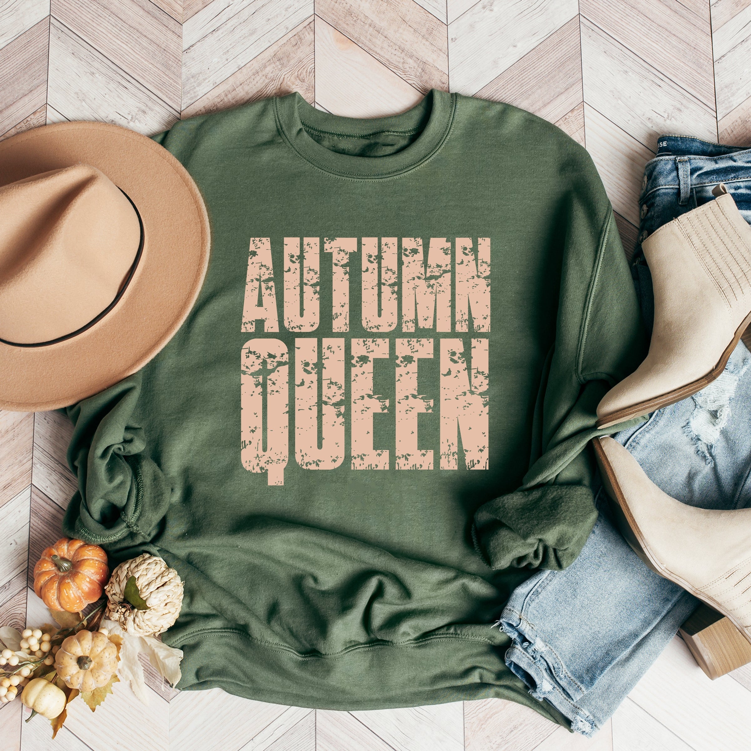 Autumn Queen Block Distressed - Women's Graphic Sweatshirt