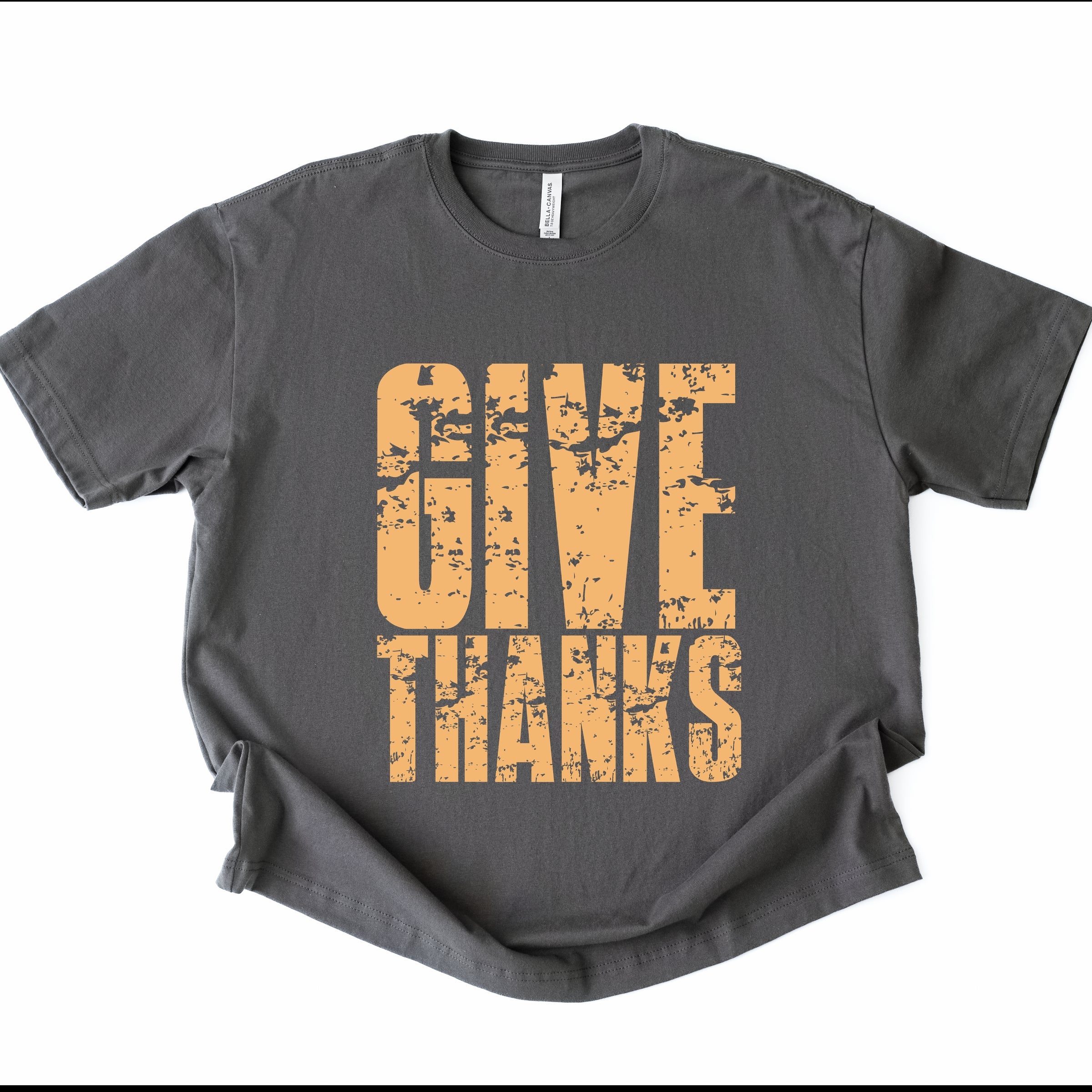 Give Thanks Block Distressed - Women's Heavyweight Graphic T-Shirt