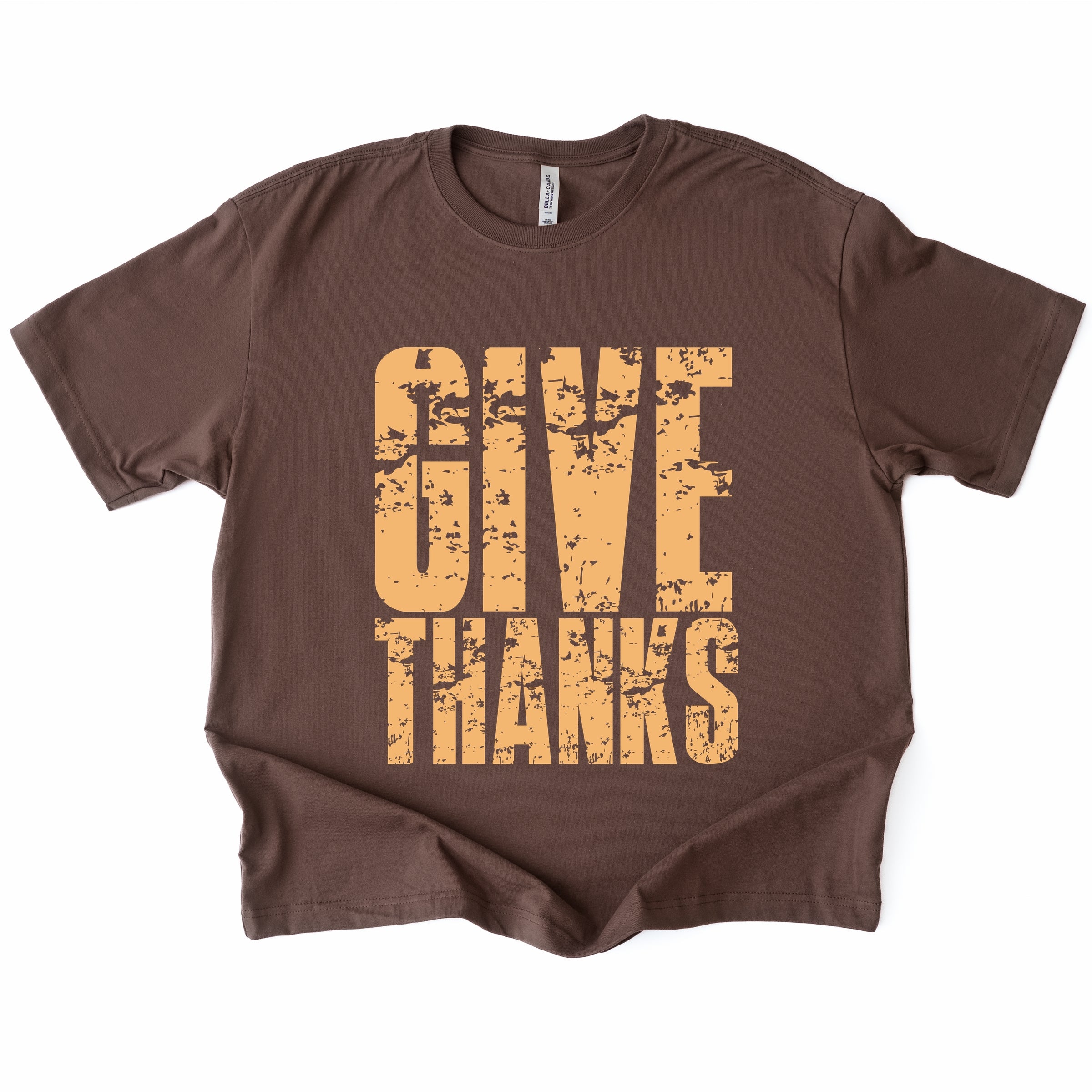 Give Thanks Block Distressed - Women's Heavyweight Graphic T-Shirt